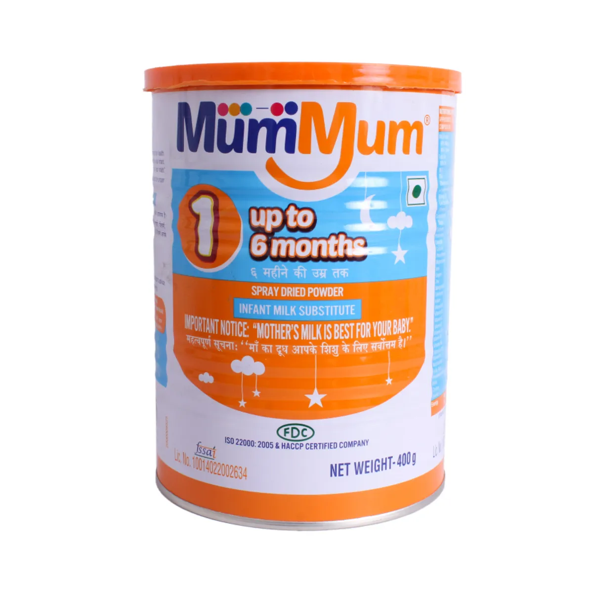 FDC MumMum Stage-1 Infant Formula for 0-6 months - 400gm (Tin)