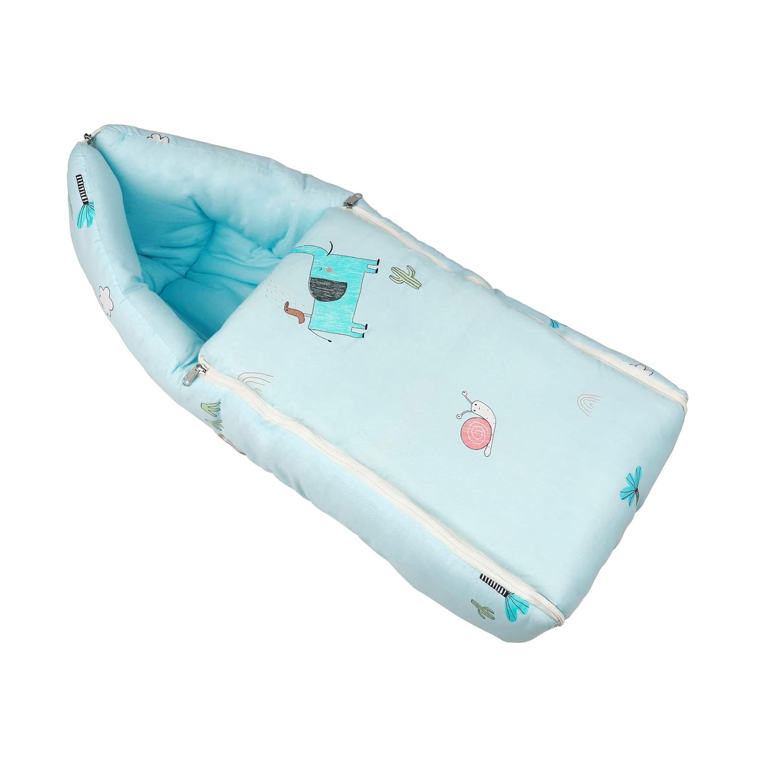 R for Rabbit Convertible Snuggy Baby Bed for 0-12 Months (Blue)
