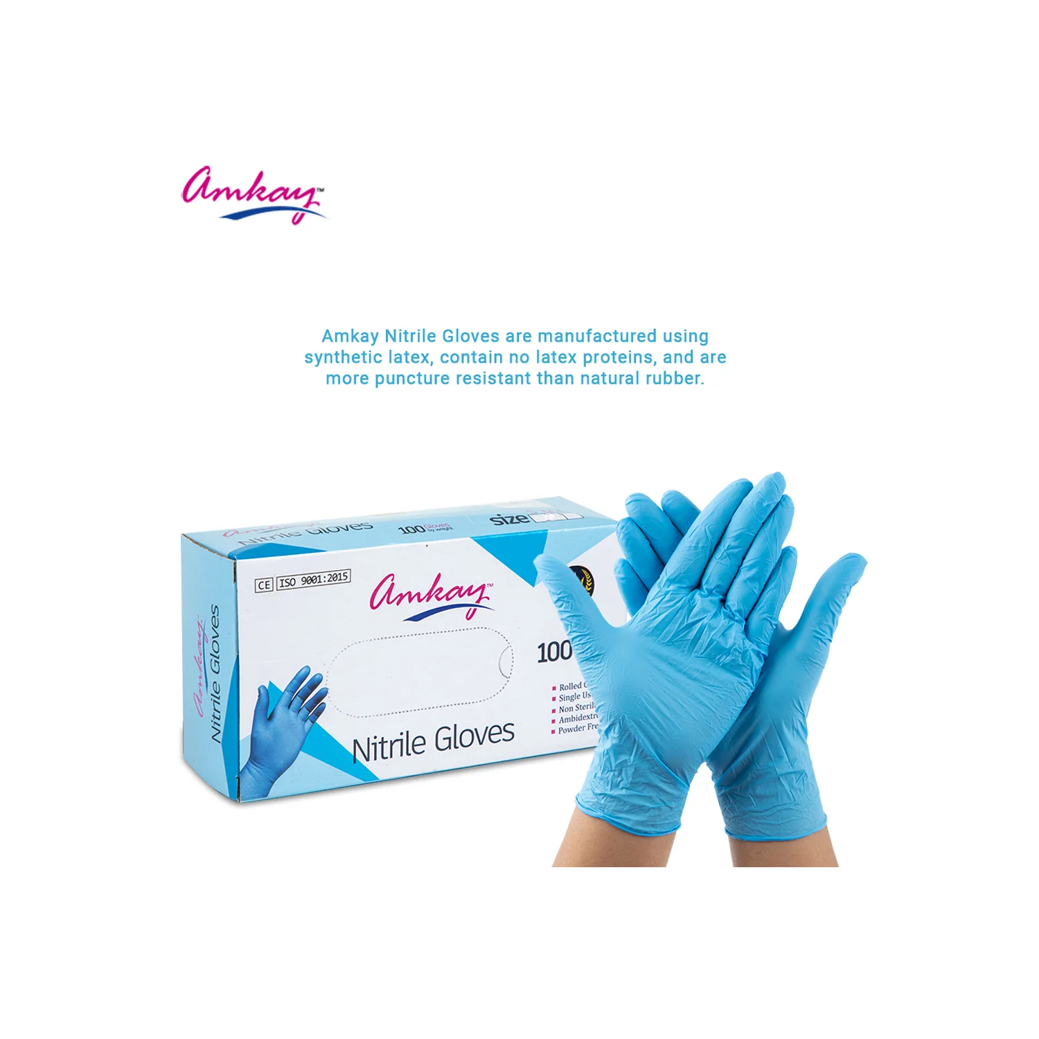 Amkay Nitrile Gloves - Small (100 Pieces)