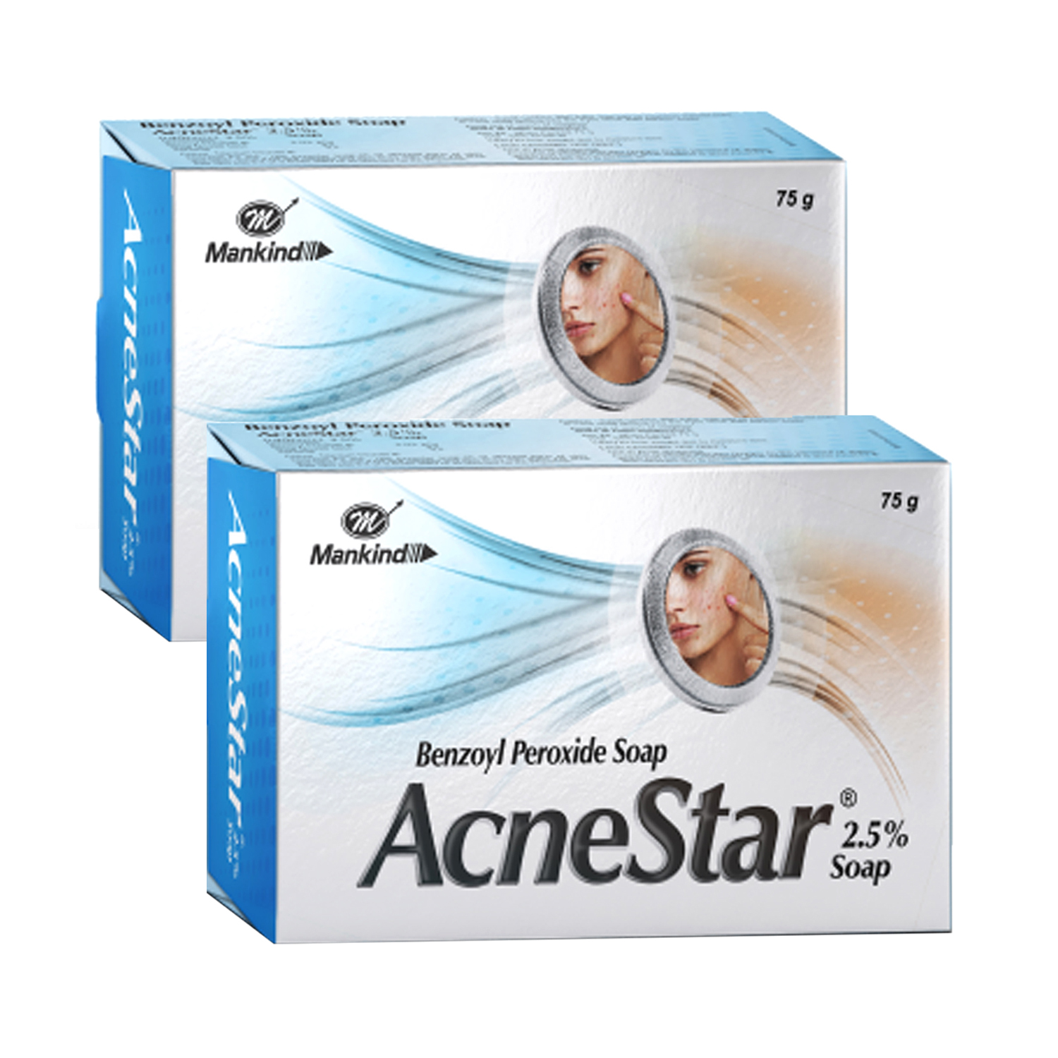 Mankind AcneStar Soap - Benzoyl Peroxide Soap Bar 75 gm (Pack of 2)