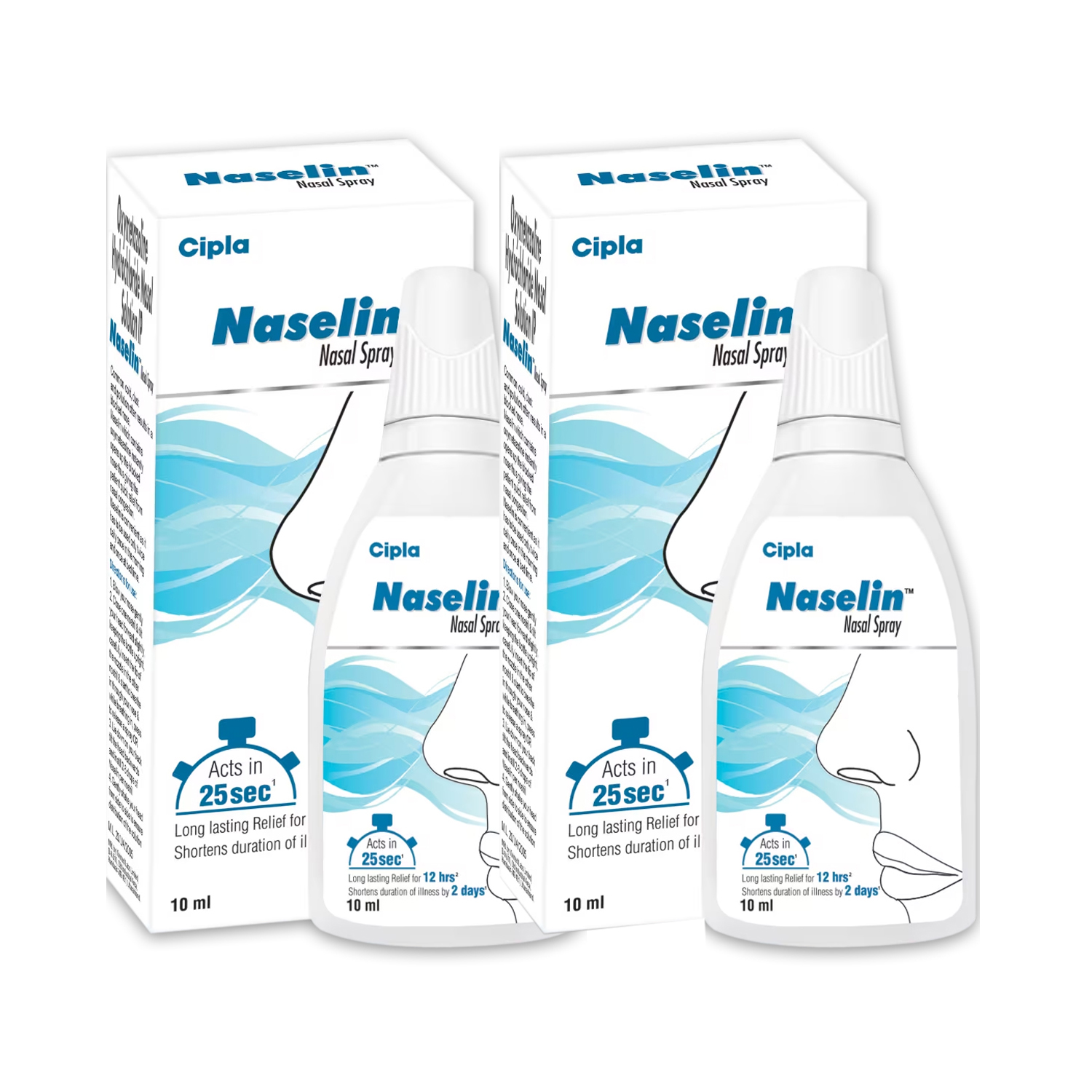 Cipla Naselin Nasal Spray - 10ml (Pack of 2)