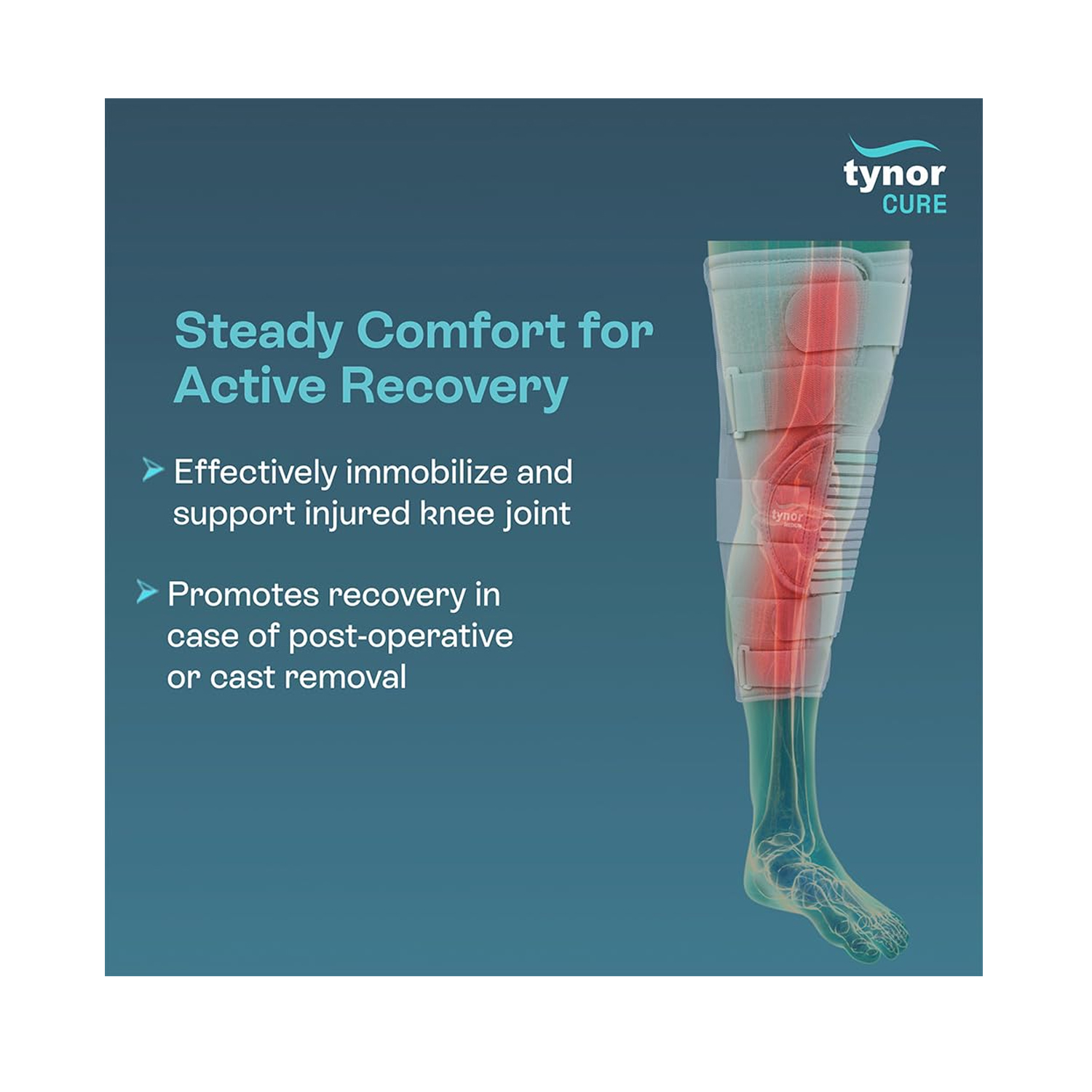 Tynor Knee Immobilizer 22 inches/56cm Gray - Medium D-28
