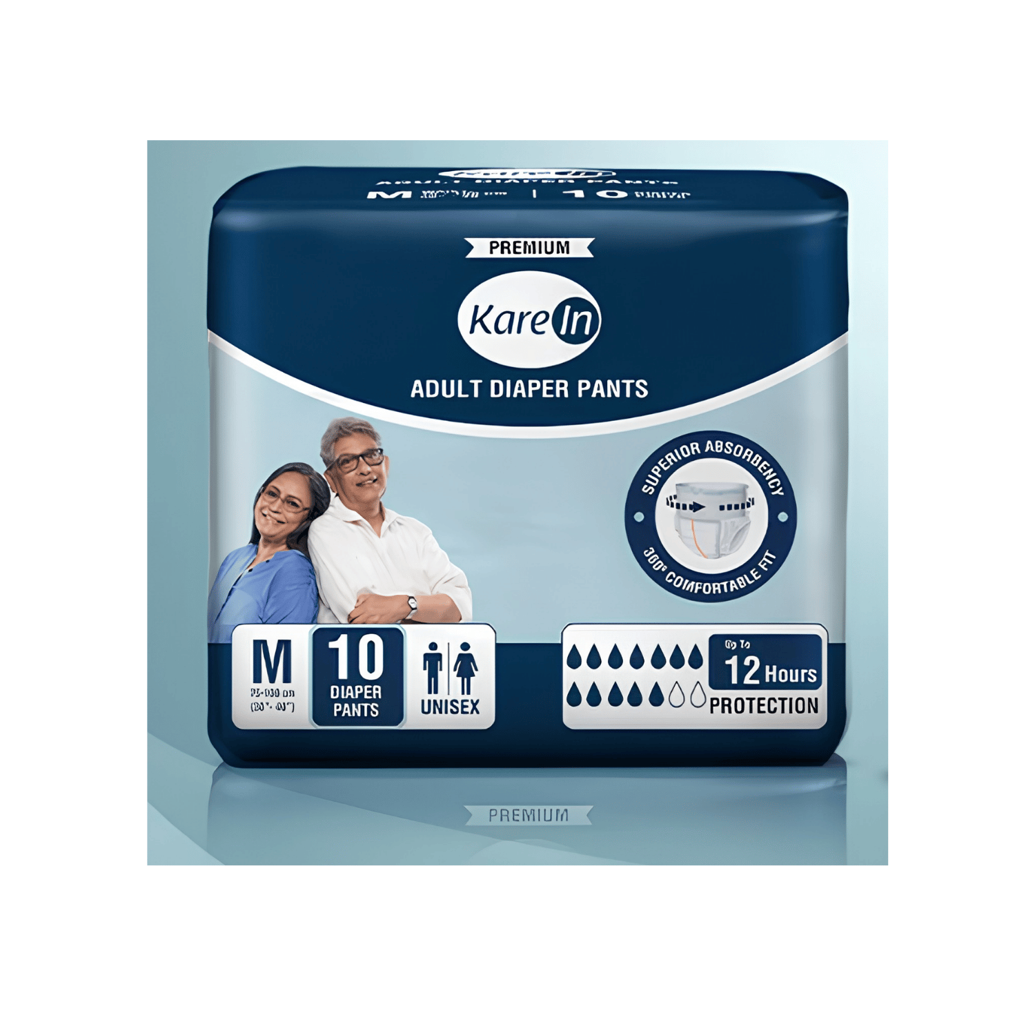 Karein Premium Adult Diaper, Pant Style,12 Hours Protection Medium 30 to 40 Inches (10 Diapers)
