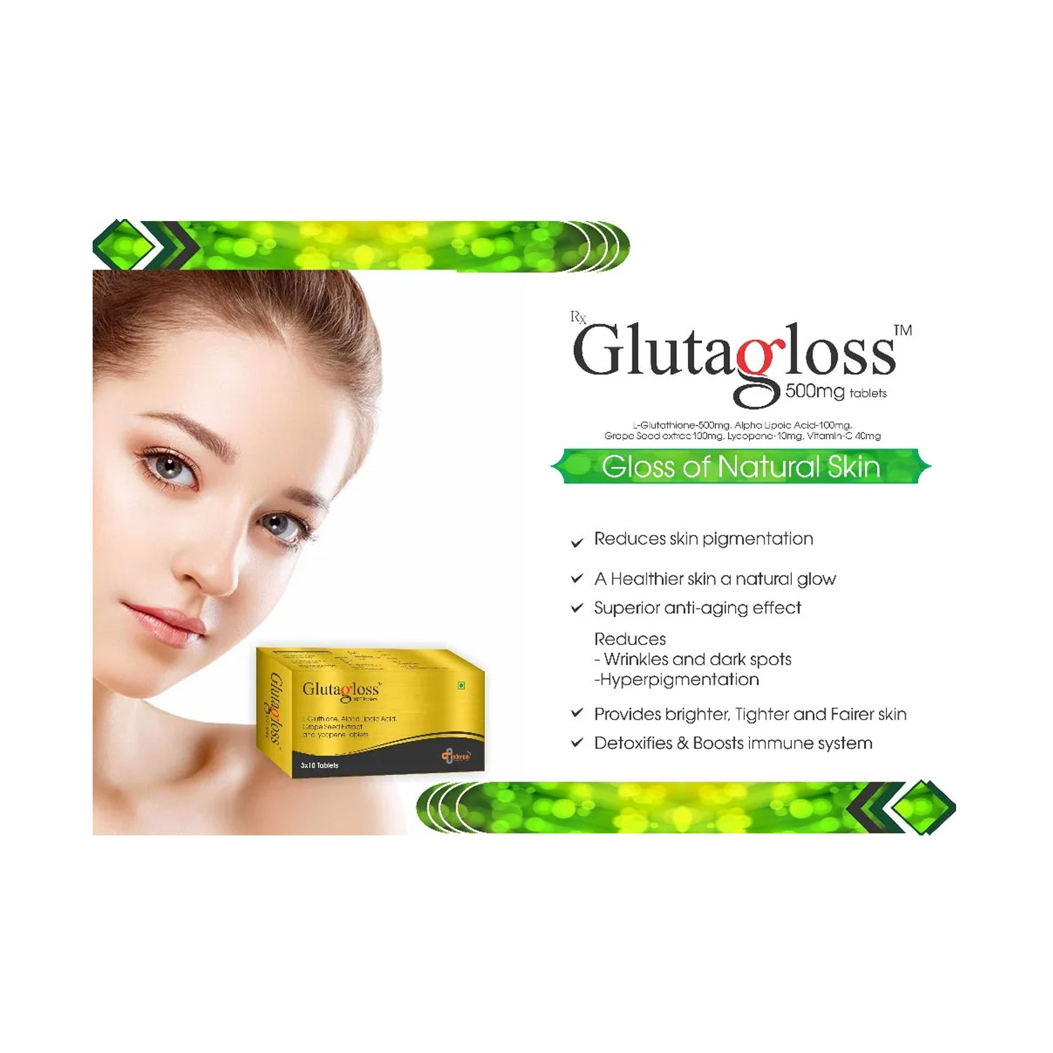 Cosderma Gluta Gloss 500 Tablets - Cureka