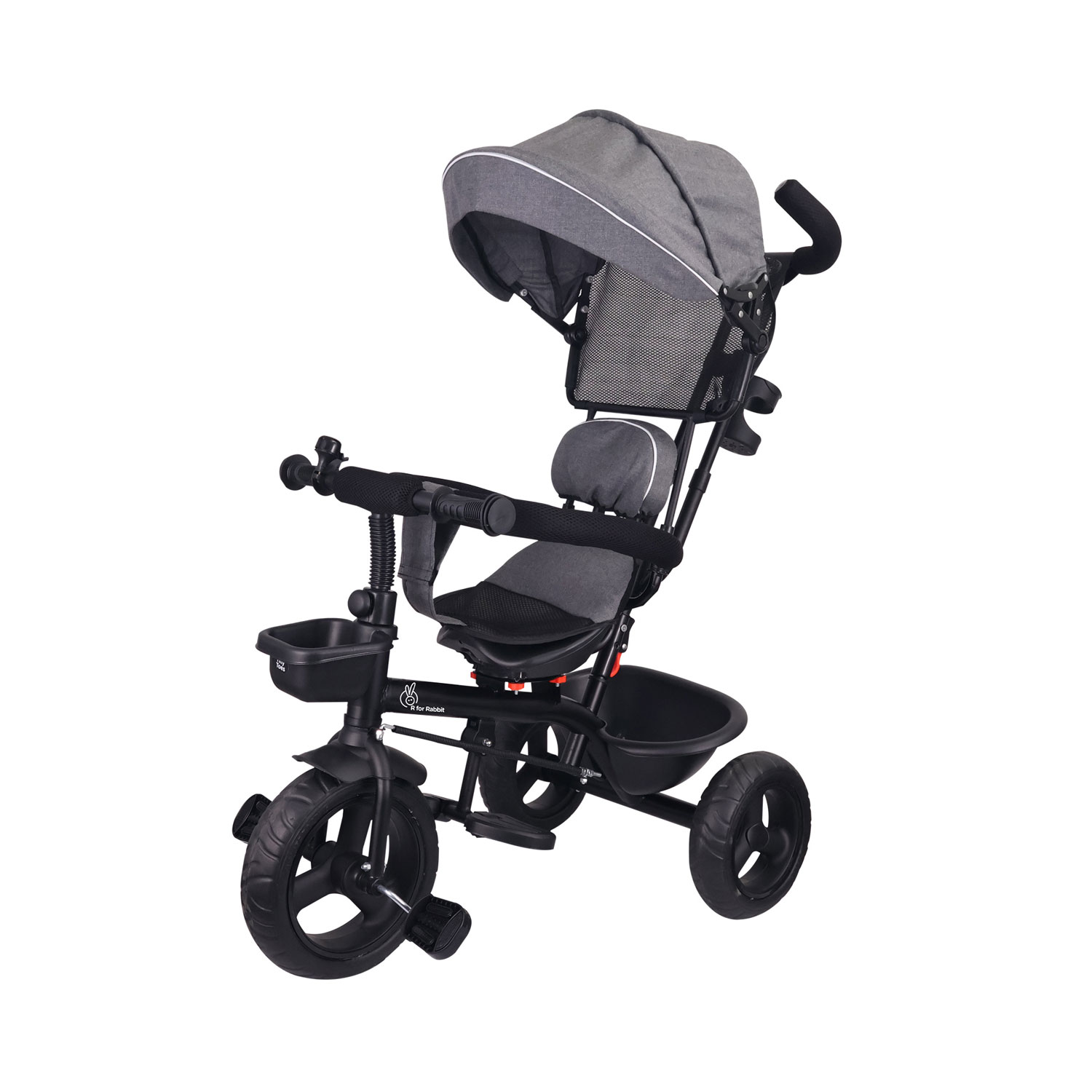 R for Rabbit Tiny Toes T40 Ace Baby Tricycle from 1.5 to 5 Years Babies (Grey Black)