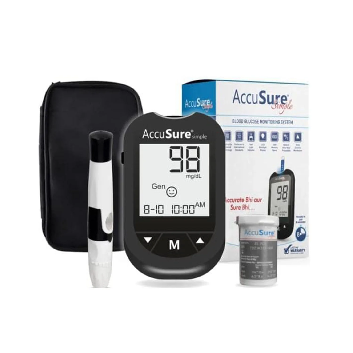 AccuSure Glucose Meter with 25 Test Strips- Glucometer