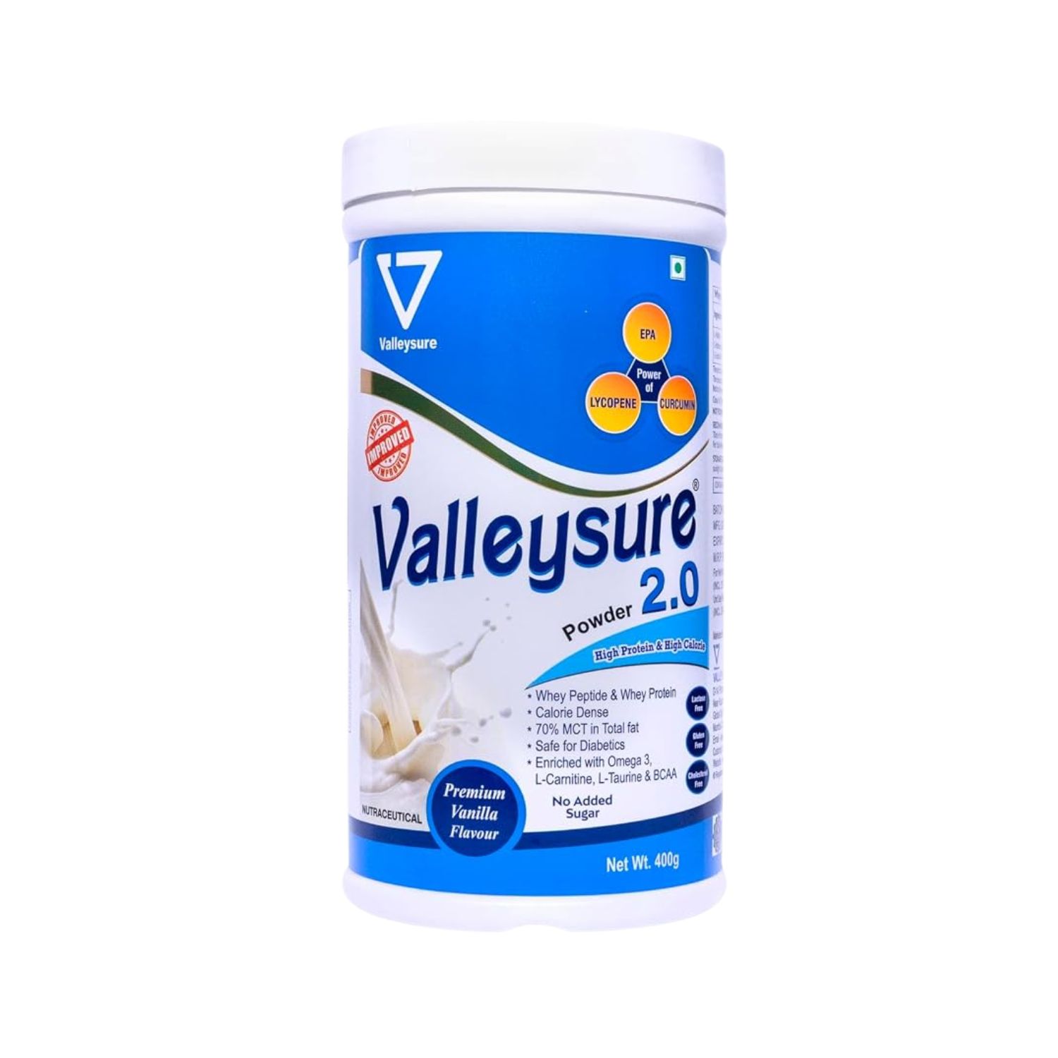 Valleysure 2.0 High Calorie High Protein - Premium Vanilla Flavour 400g