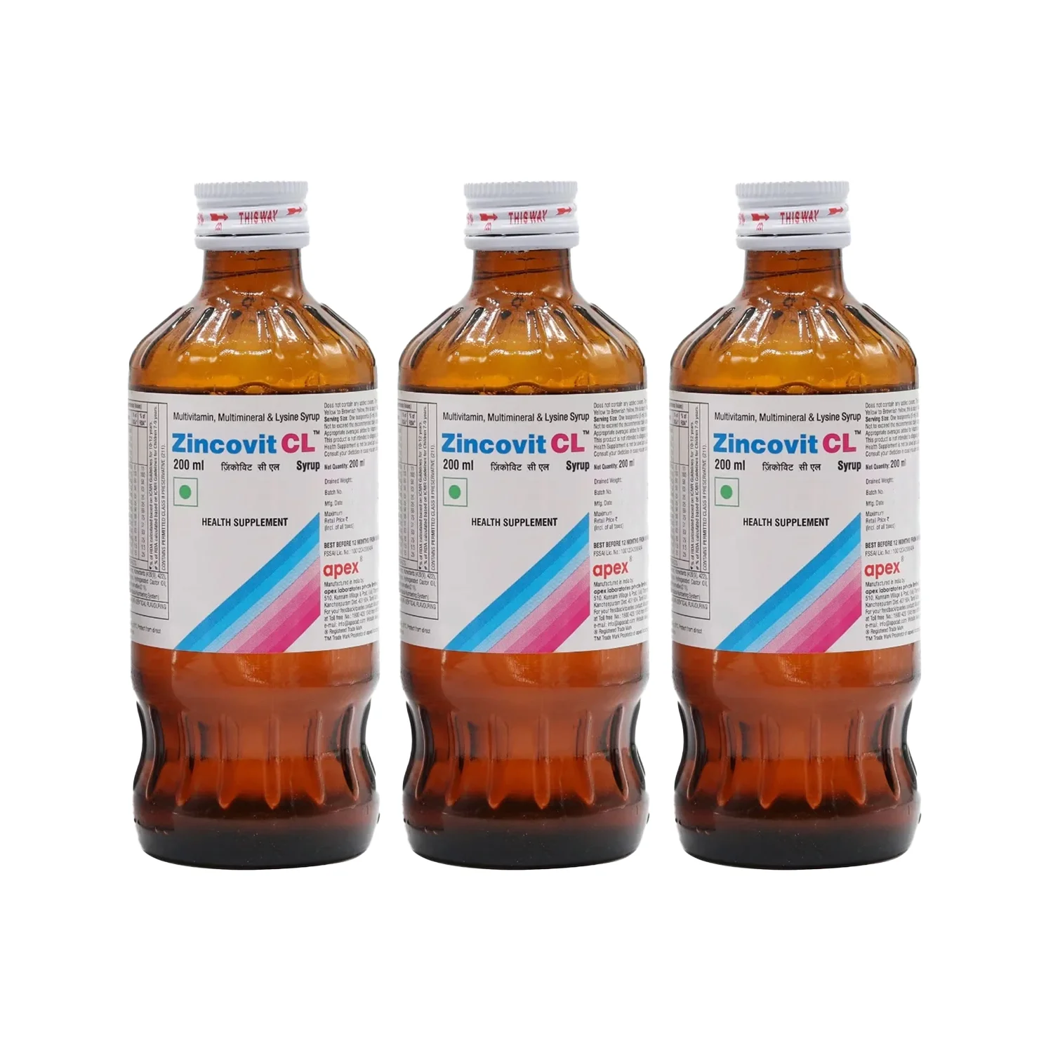 Zincovit CL Syrup 200ml (Pack of 3)