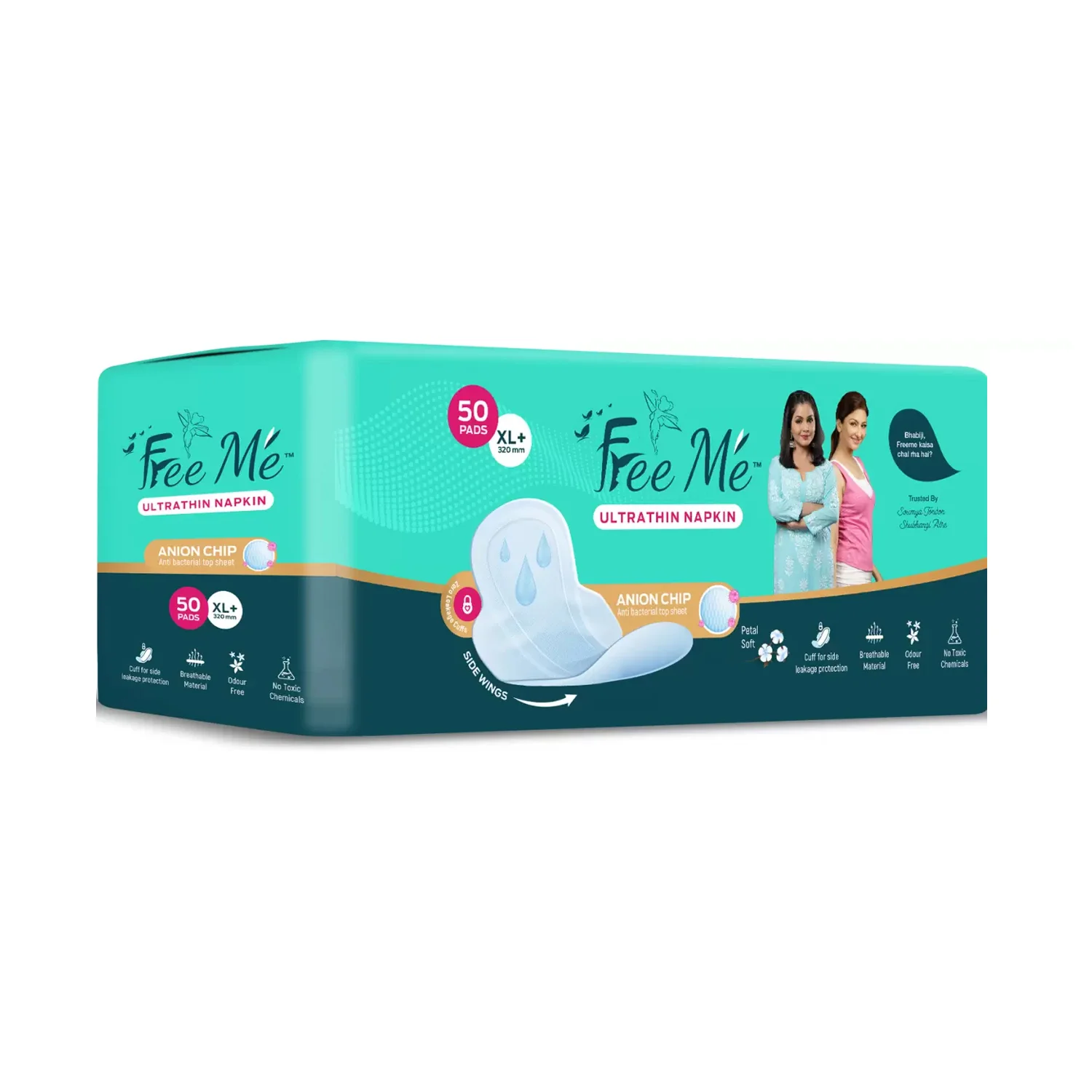 Free Me Premium Comfy Soft Sanitary Napkins with Disposal Cover XL+ (50 Pads)