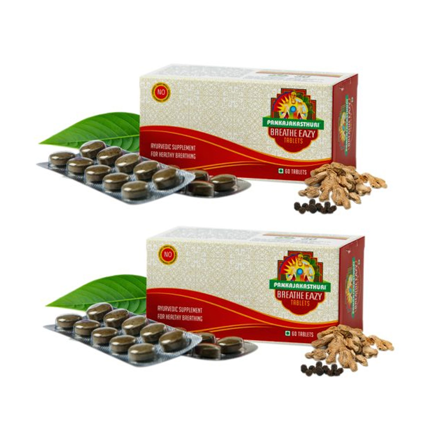 Pankajakasthuri Breathe Eazy 60 Tablets - (Pack of 2)