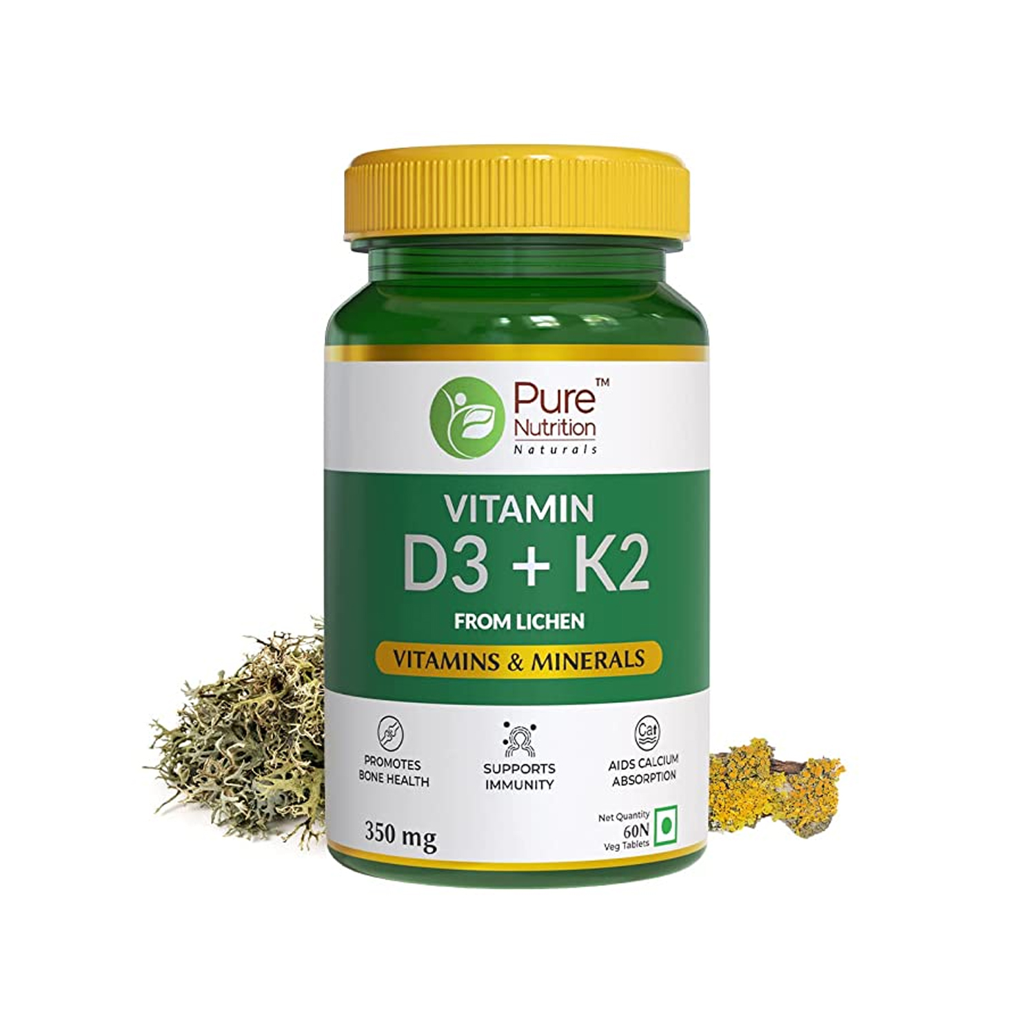 Pure Nutrition Vitamin D3+K2 (60 Veg Capsules)