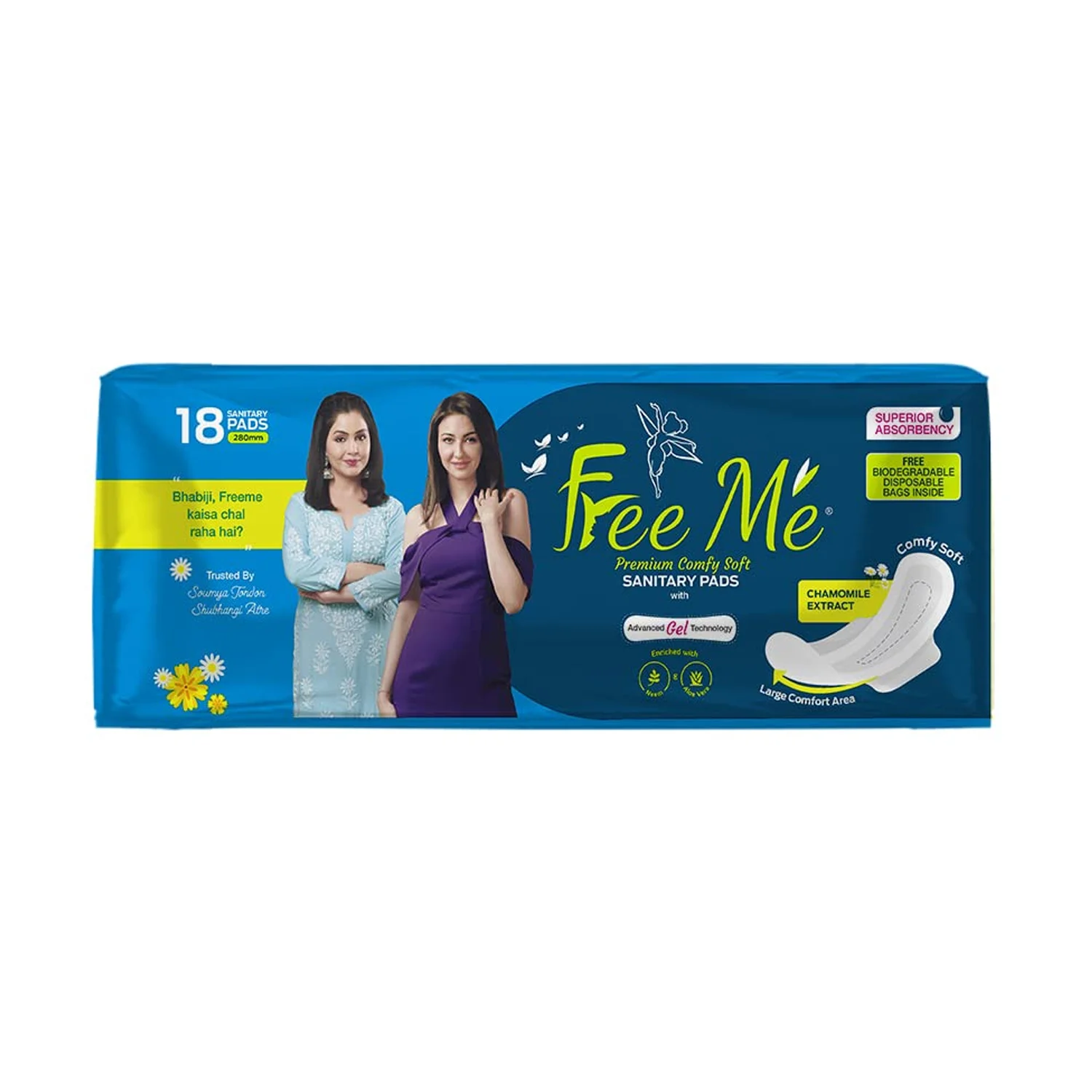 Free Me Premium Comfy Soft Sanitary Napkins with Disposal Cover XL (18 Pads)