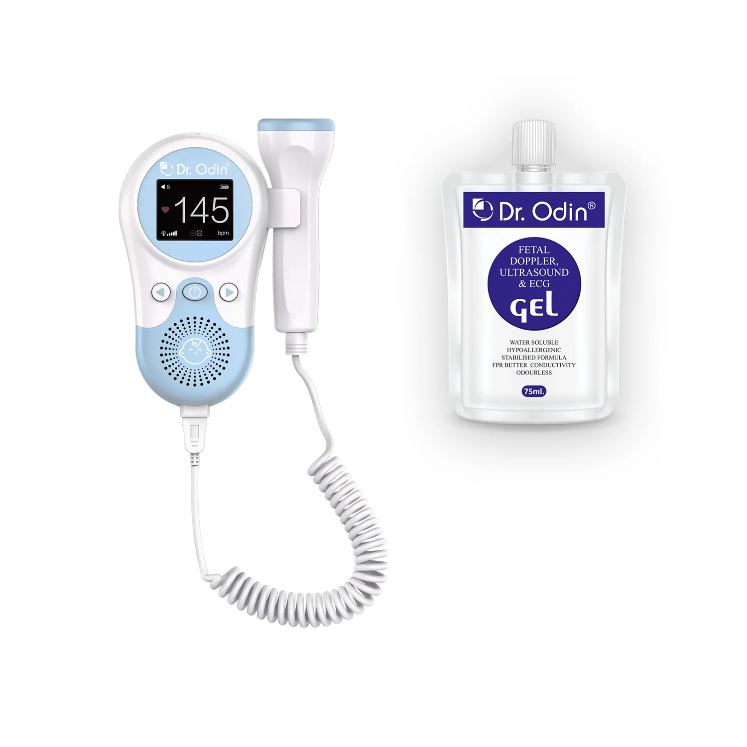 Dr.Odin Fetal Doppler OFD102 Professional Portable Baby Heart Beat Sound Monitor with Ultrasound Gel 75ml
