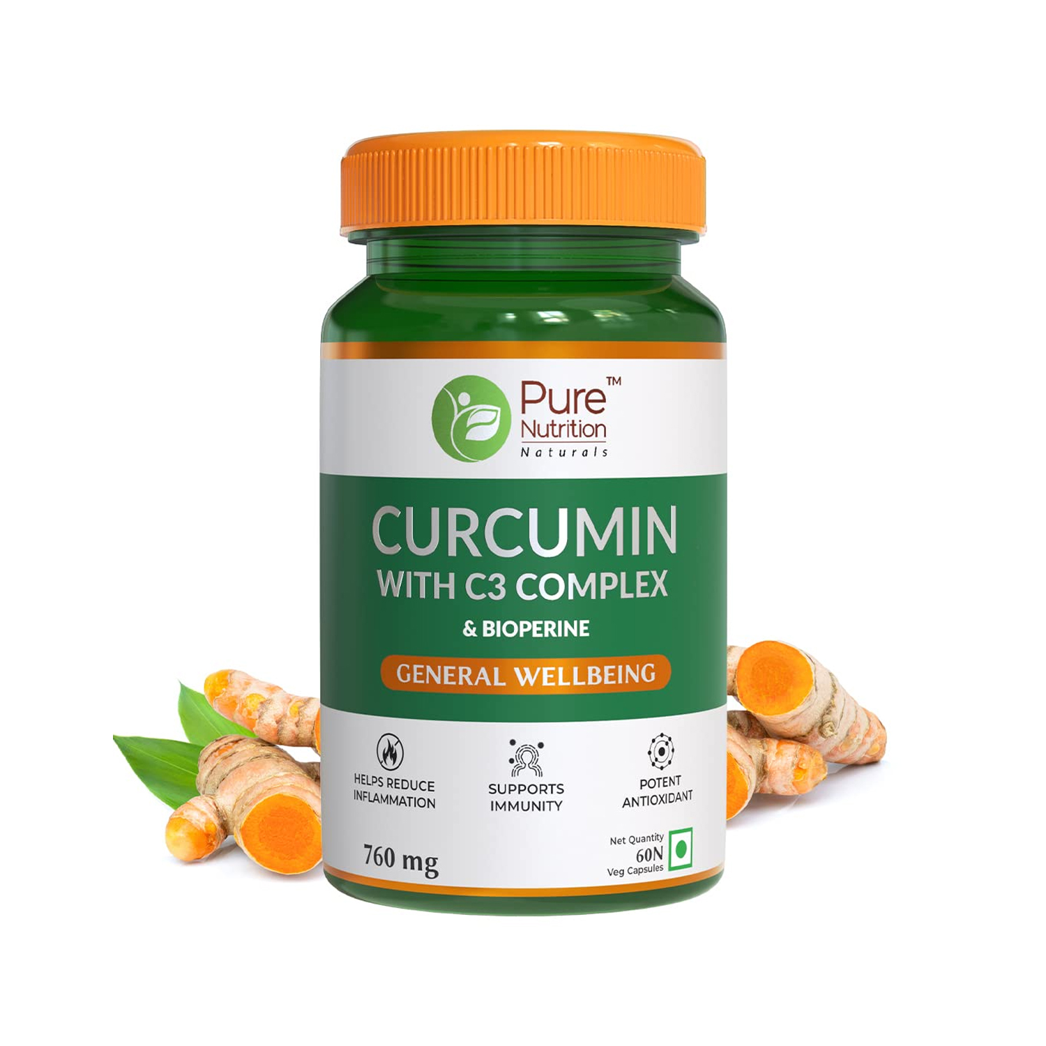 Pure Nutrition Curcumin with C3 Complex (60 Veg Capsules)