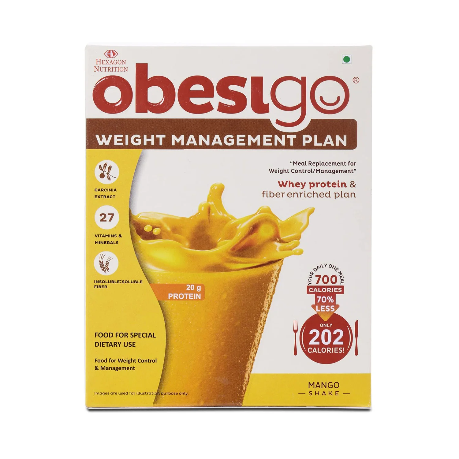 Obesigo BLCD Weight Management Plan 7 Sachets of 50 g each of Premium Mango Shake