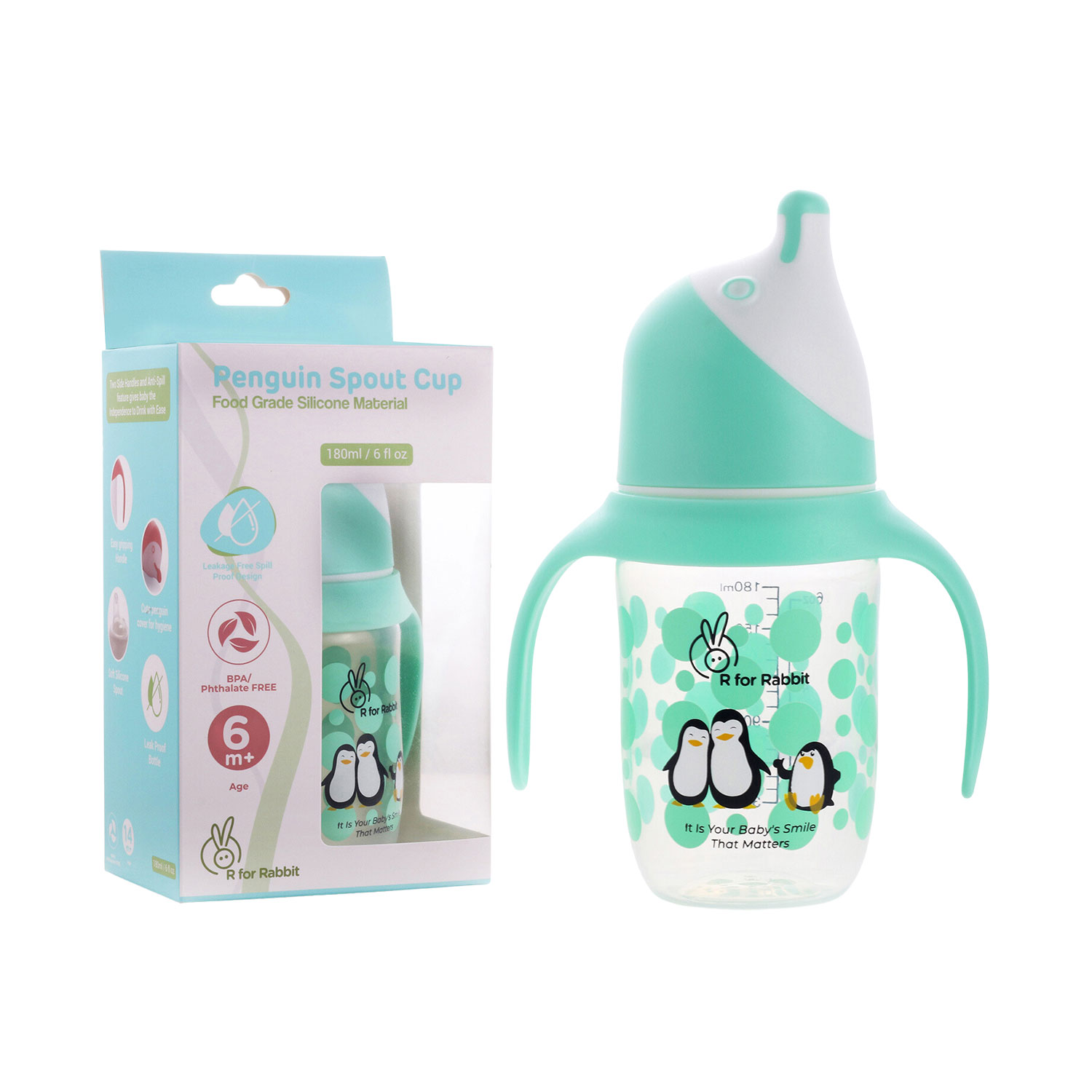 R for Rabbit Penguin Spout Cup (180ml) - Green