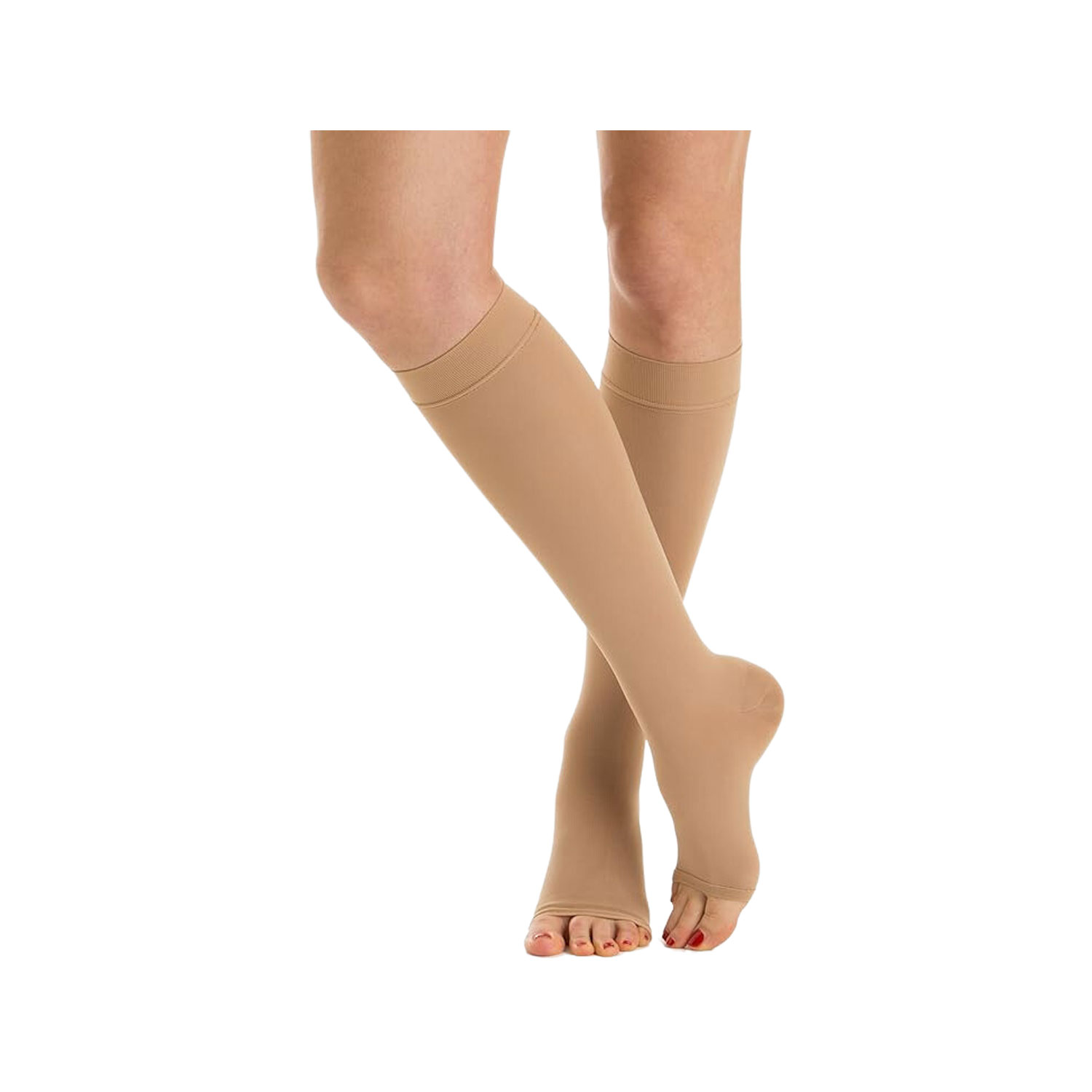 Relaxsan M1050A Compression Knee High Cotton Stockings Open Toe Ccl-I Cotton 15-21mmHg Beige Colour (Large)