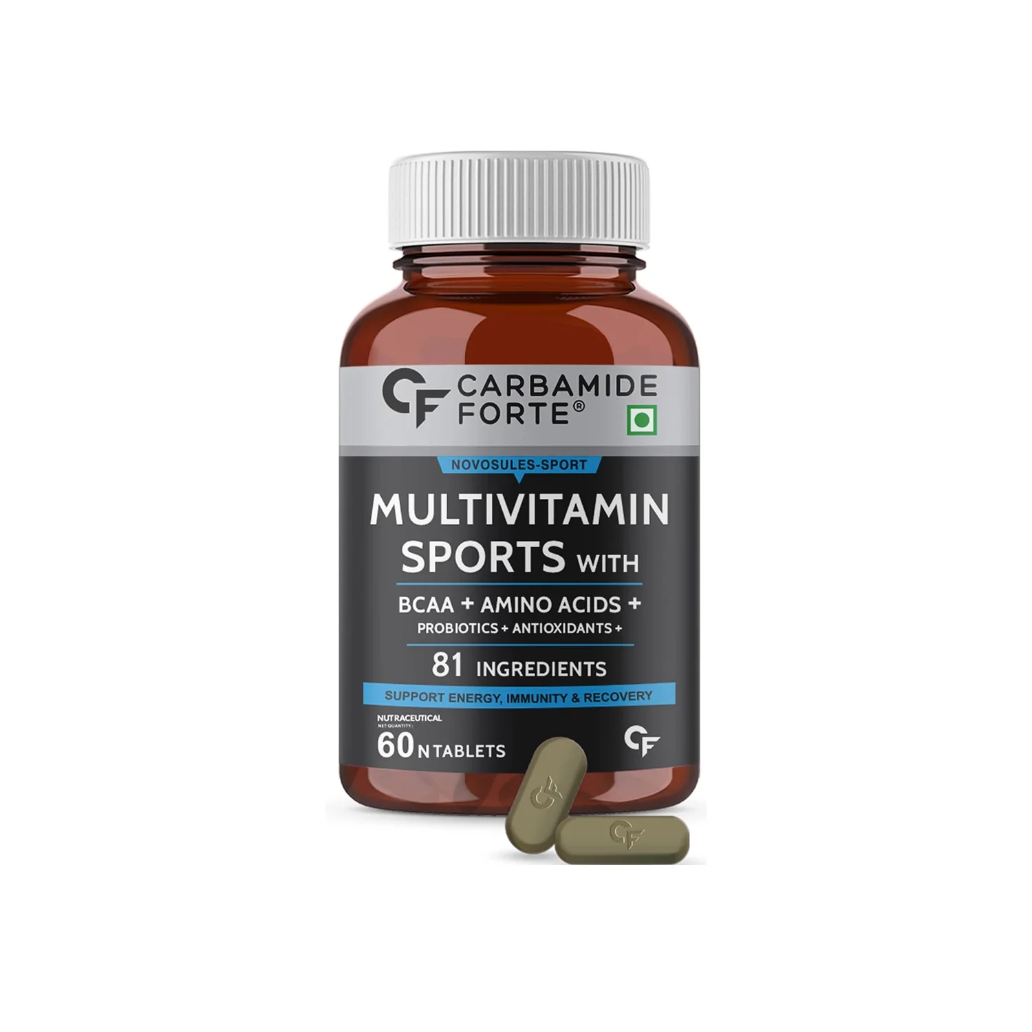 Carbamide Forte Multivitamin Sports 81 in 1 with BCAA ,Probiotic and Antioxidant Capsules (60 Tablets)