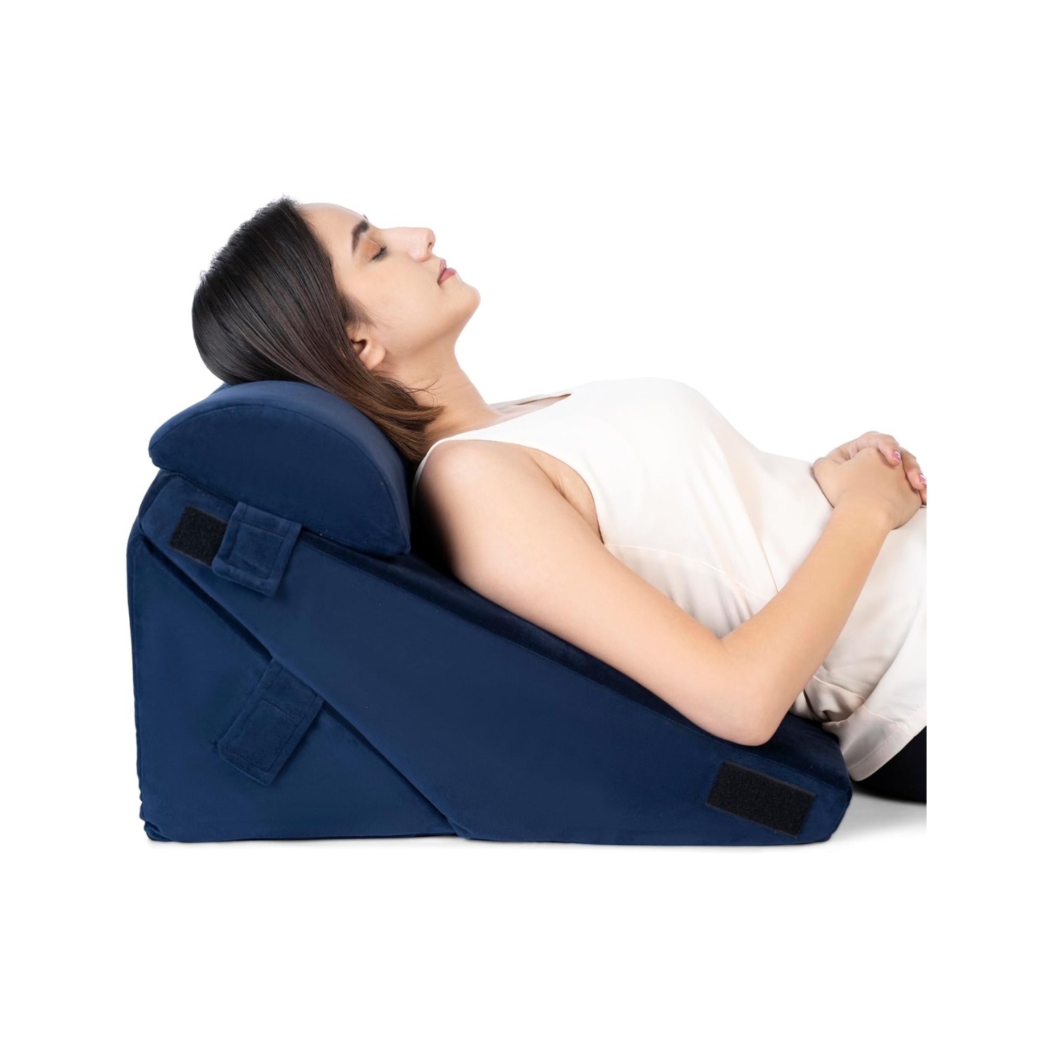 Fovera Acid Reflux Positioner with Head Support (Velvet Navy Blue)