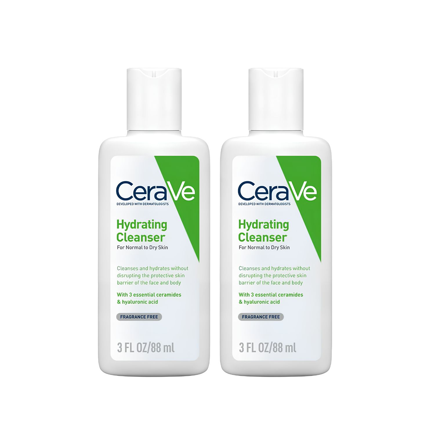 Cerave Hydrating Facial Cleanser for Normal to Dry Skin Fragrance Free 88ml - Pack of 2