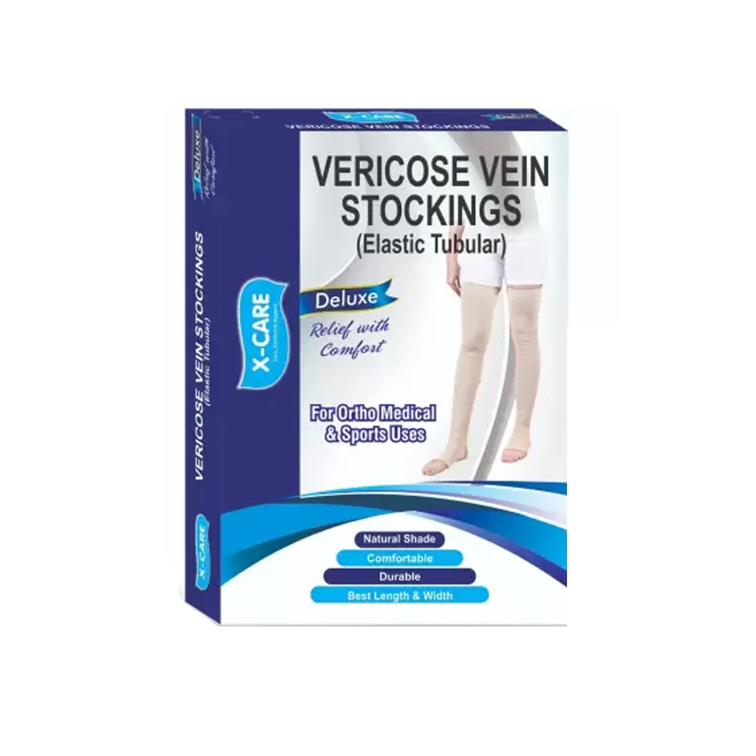 Deluxe X-Care Vericose Vein Stockings Elastic Tubular (Medium)