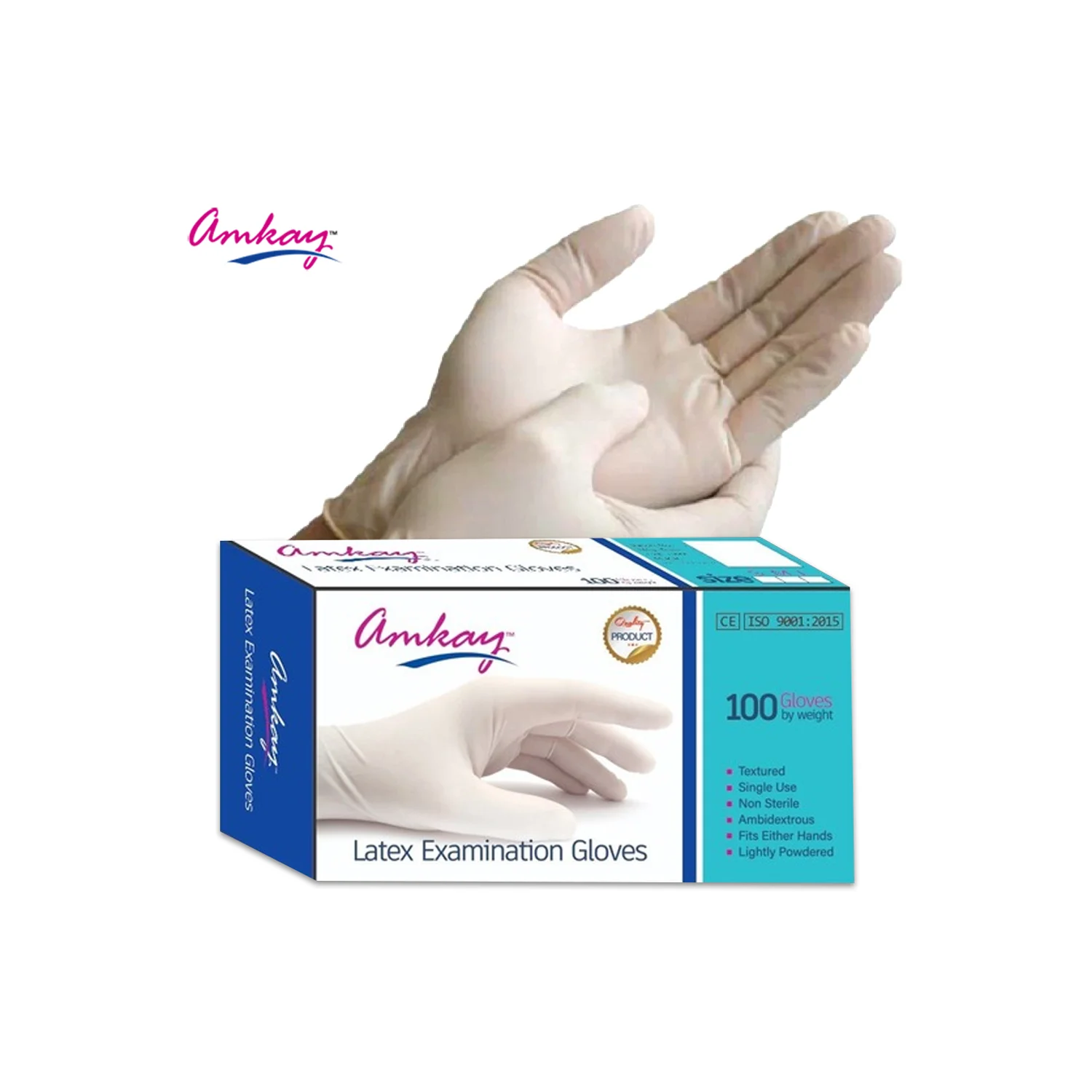 Amkay Latex Examination Gloves - Large (100 Gloves)