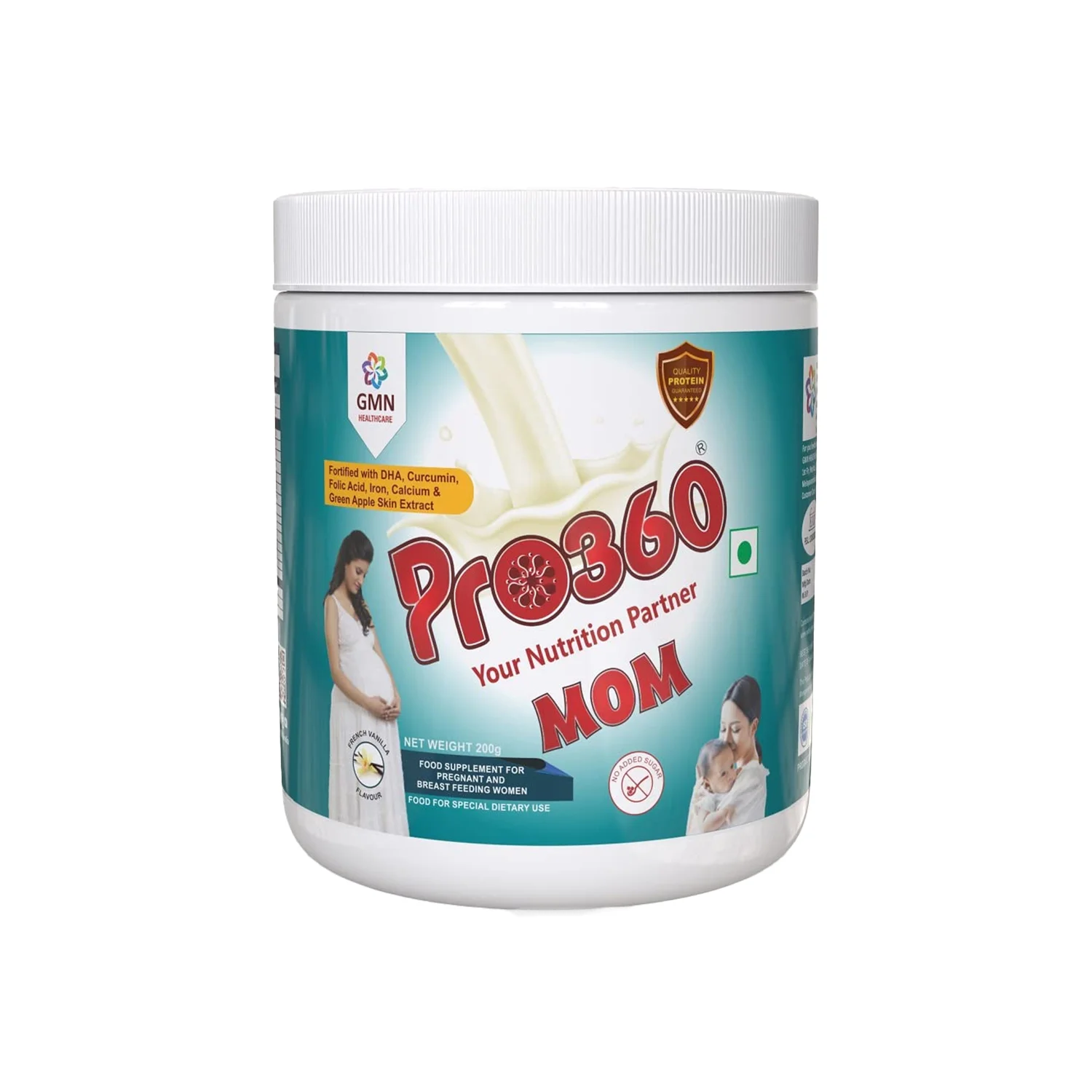 GMN Pro360 Mom Protein Powder Nutritional Supplement for Pregnant and Lactating Mothers French Vanilla Flavor (200g Jar)