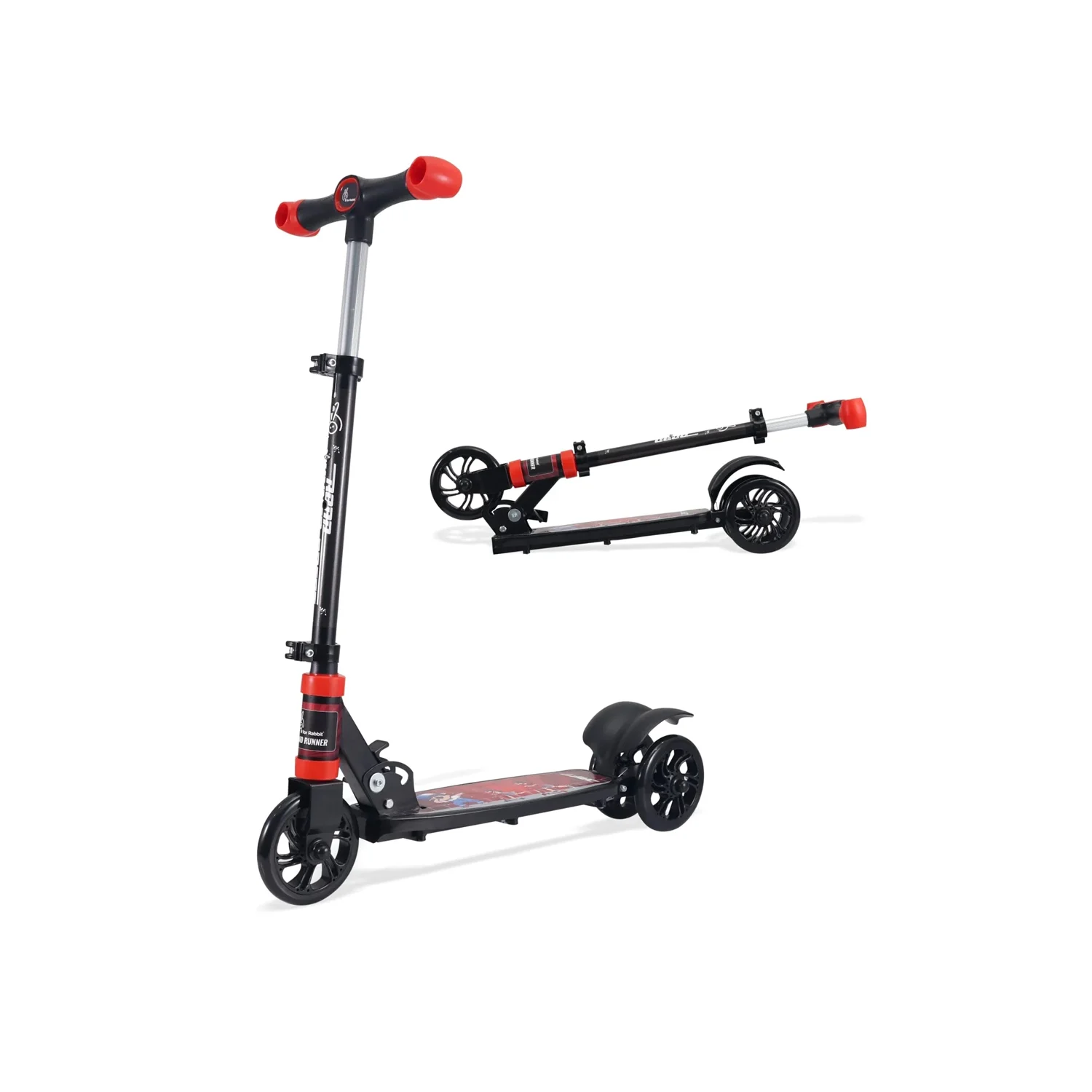 R for Rabbit Road Runner Drift Kick Scooter for Kids from 2+ Years (Pure Black)