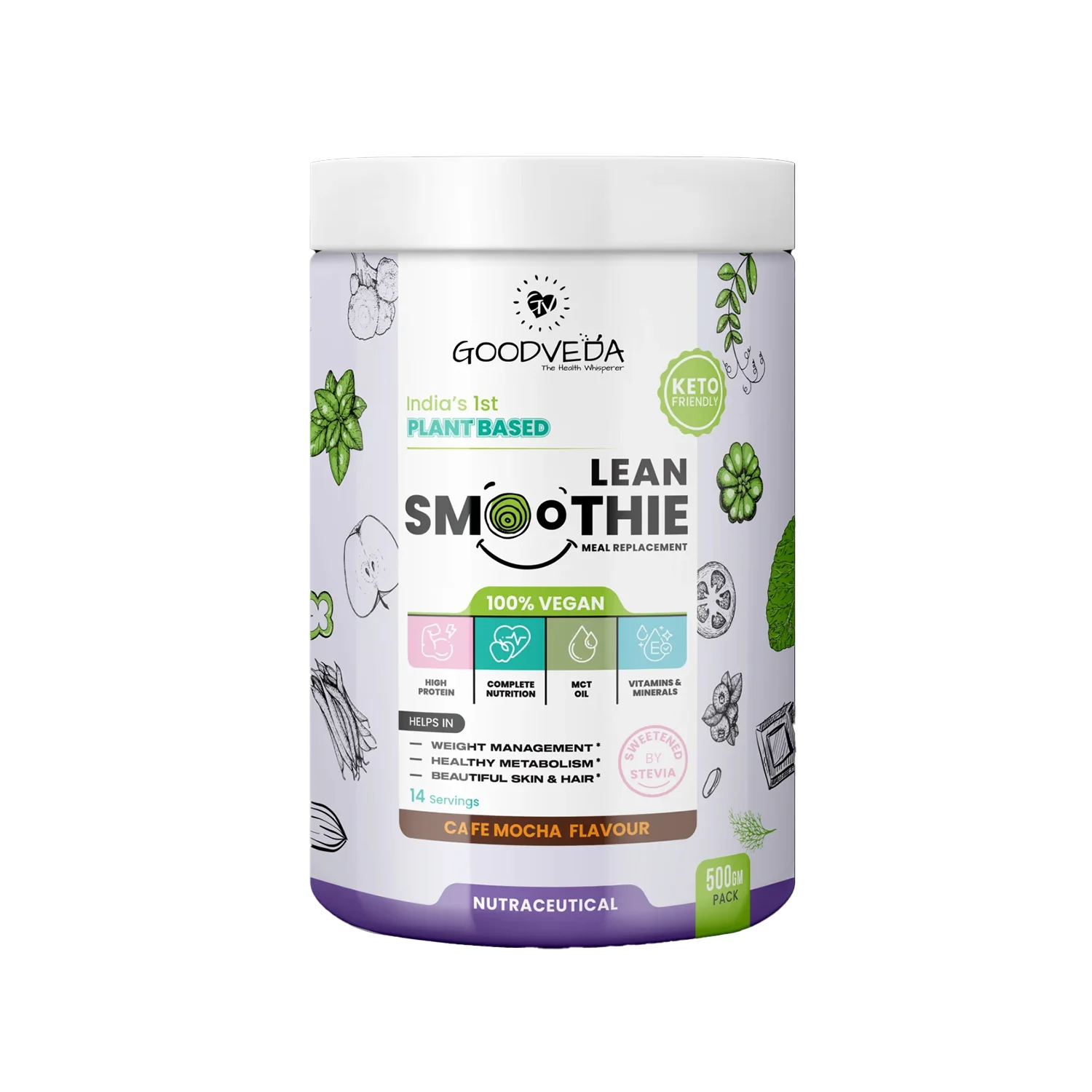 Goodveda Lean Smoothie Powder Cafe Mocha Flavour - 500gm