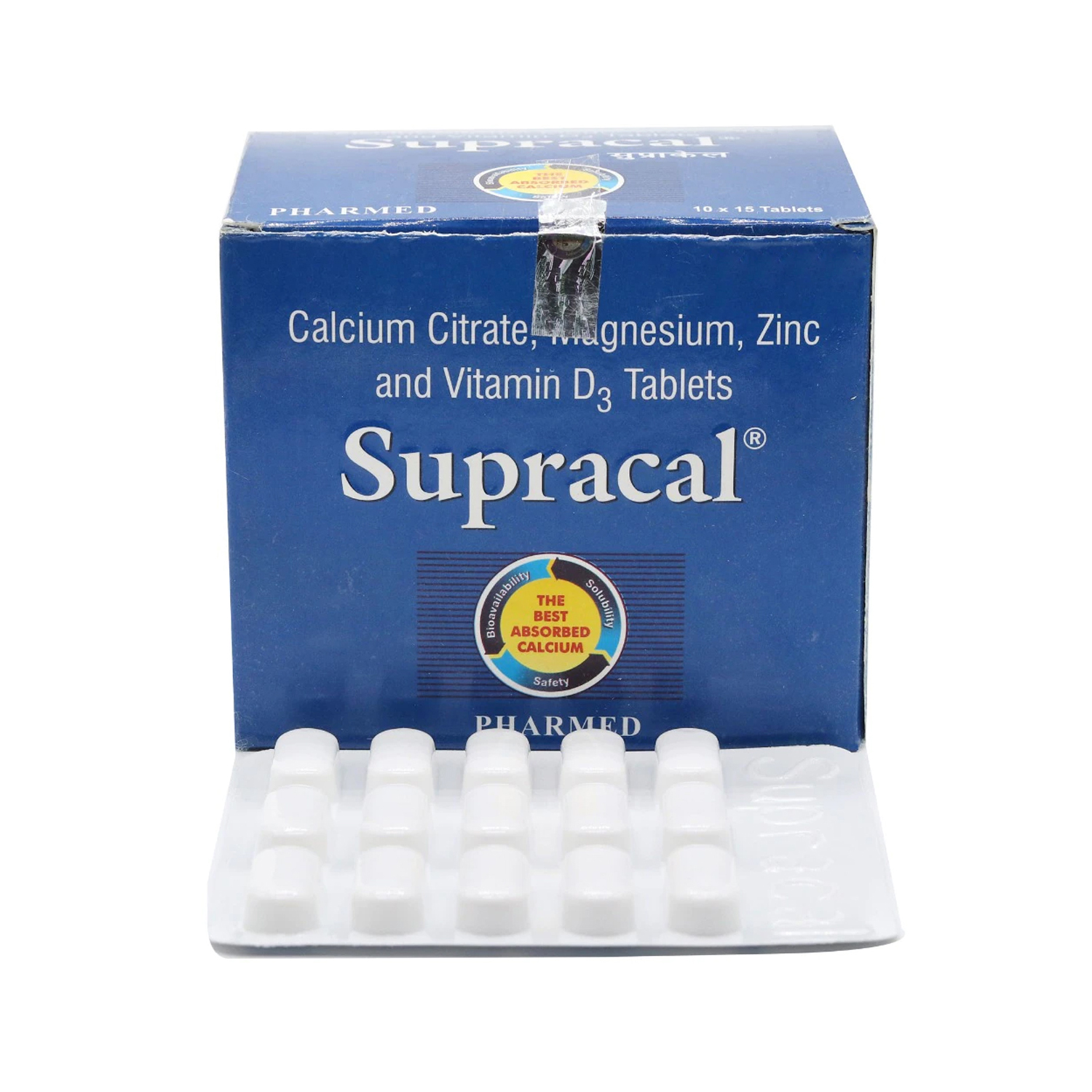 Supracal Calcium Tablets for Bone Health (1X 15 Tablets) Pack of 3