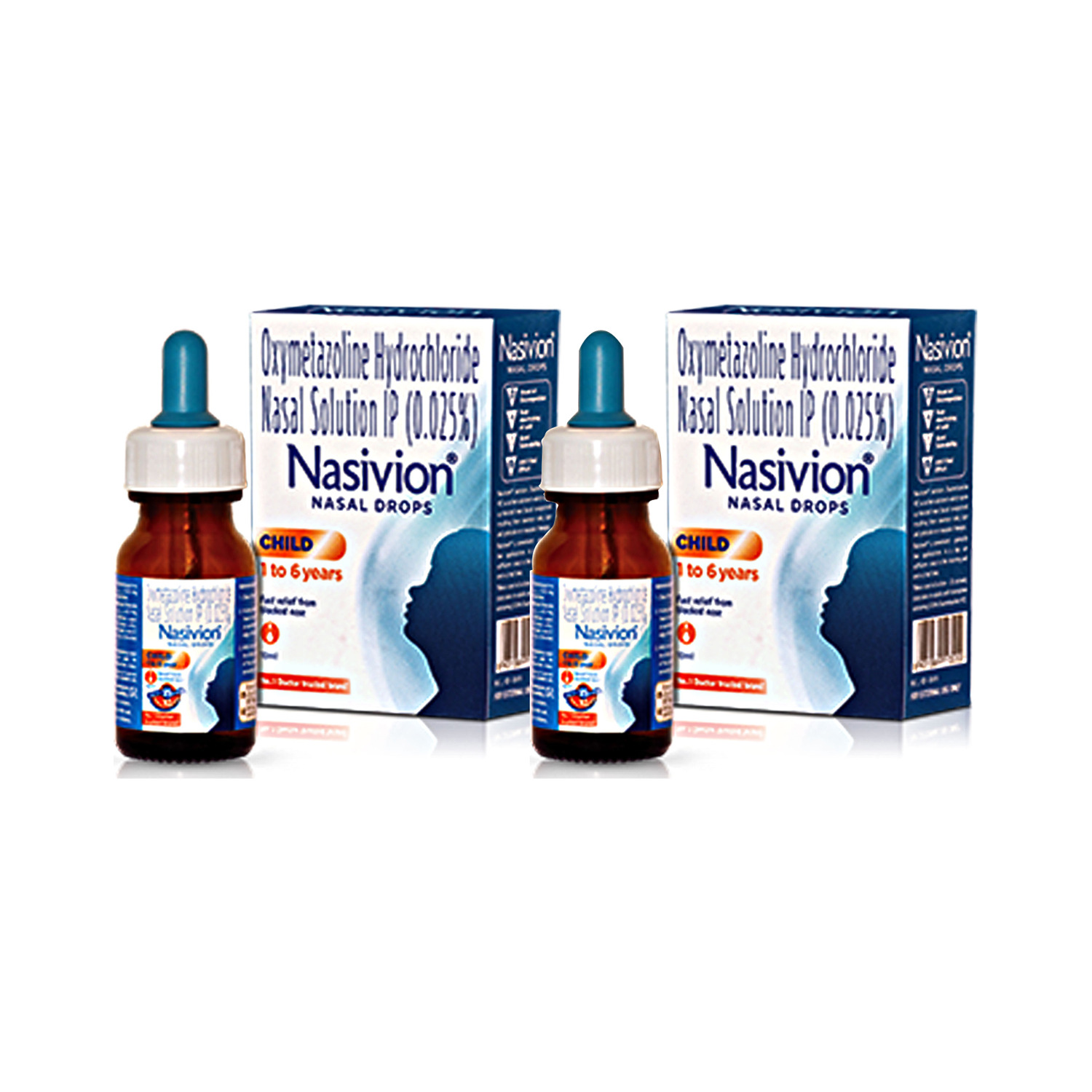 Nasivion P Drops (0.025%) 10ml (Pack of 2)
