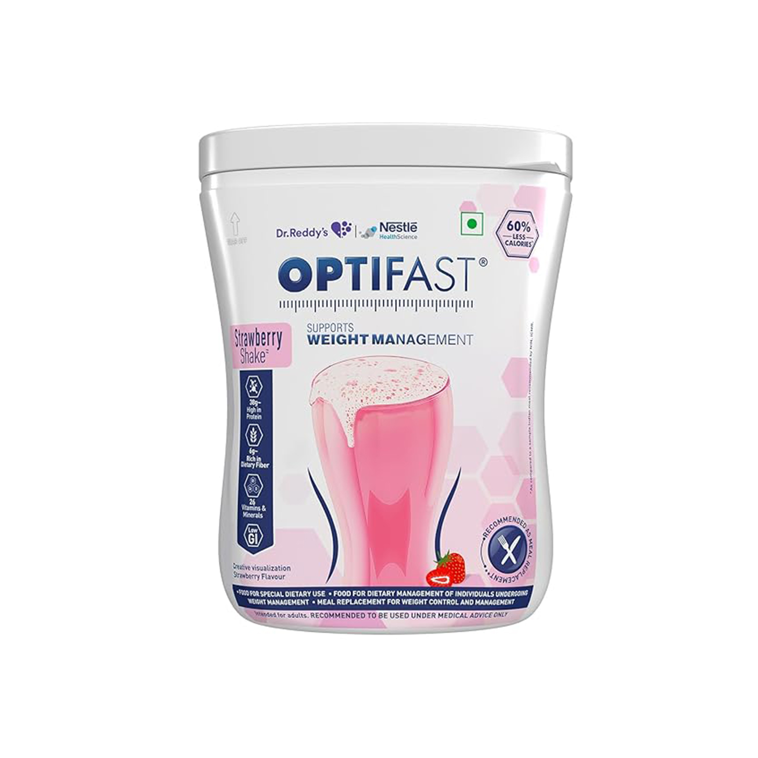 Nestle Optifast Weight Management Meal Replacement Shake Strawberry 400g Jar