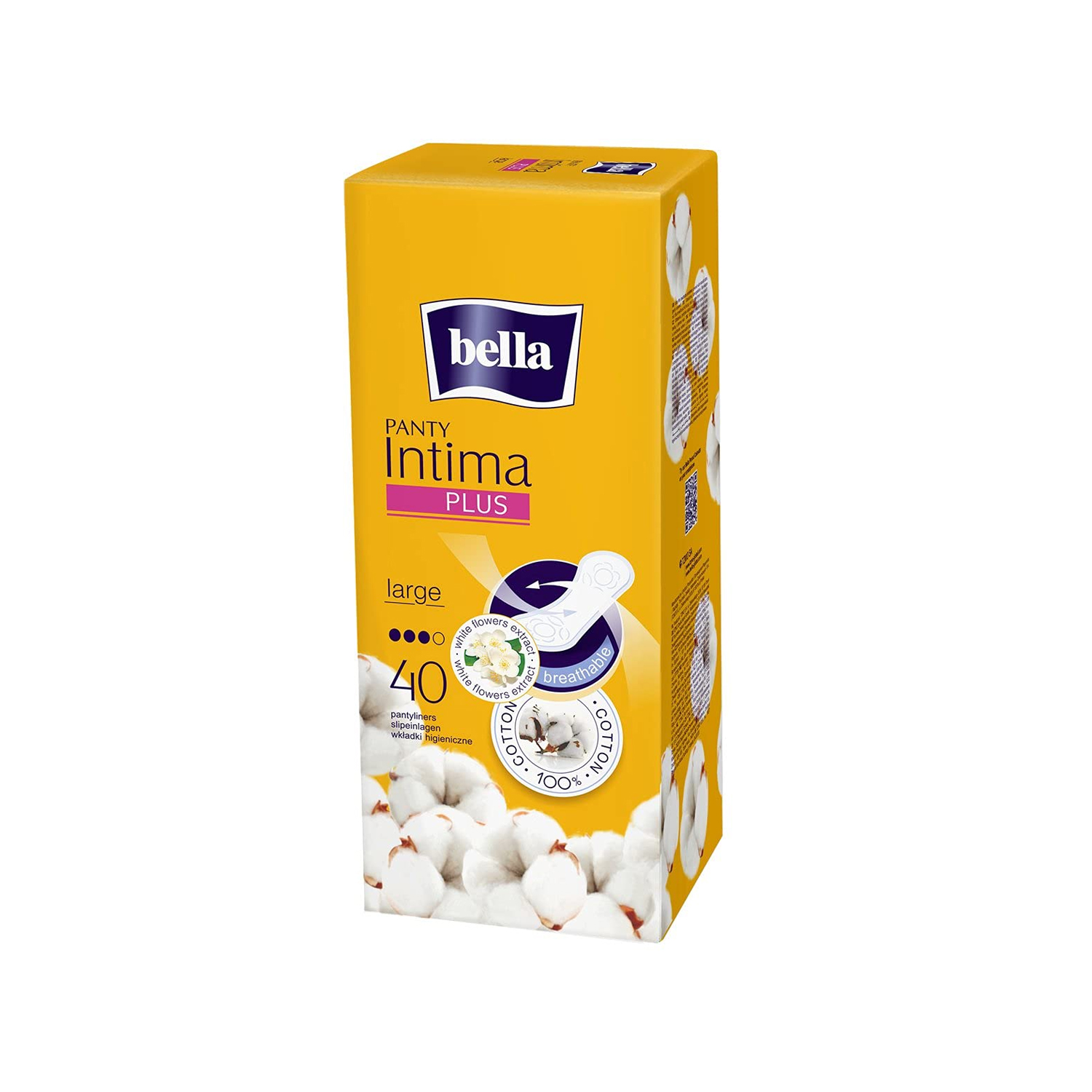 Bella Intima Plus Panty Liners for White Discharge and Light Spotting – 40 Pieces