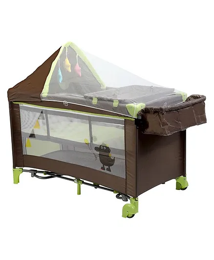 Luvlap Wonderjoy Baby Playpen - Brown Green (M.No 18530)