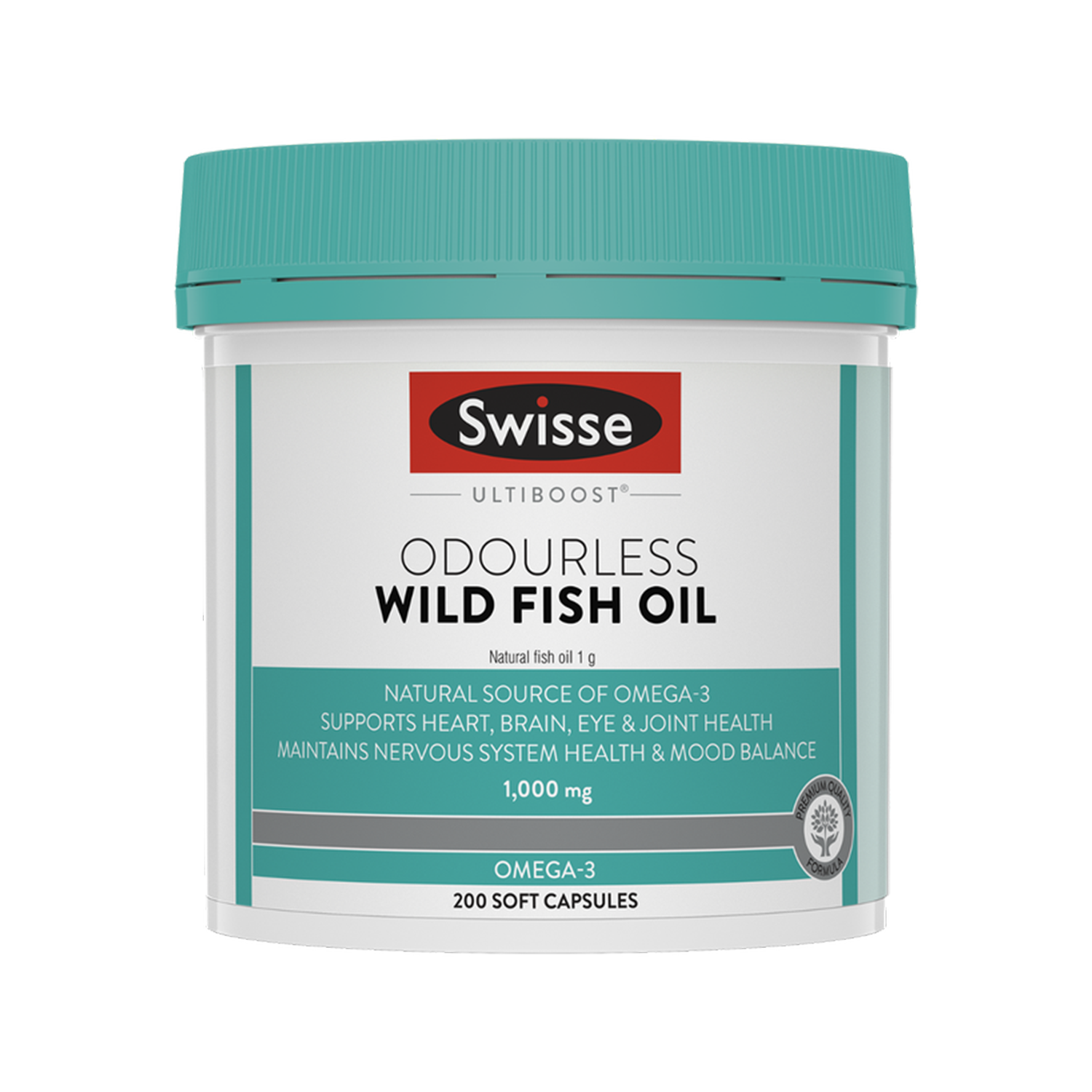 Swisse Odourless Wild Fish Oil Capsules 1000 mg (200 Capsules)