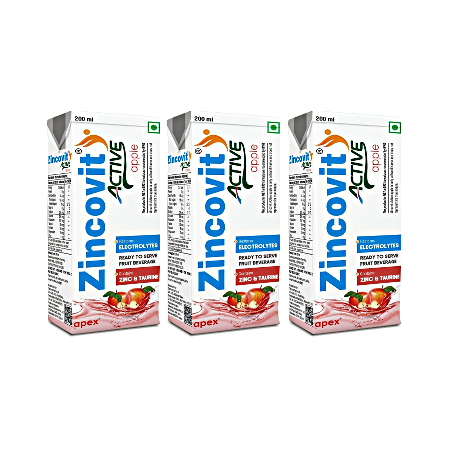Zincovit Active Apple - 200ml (Pack of 3)
