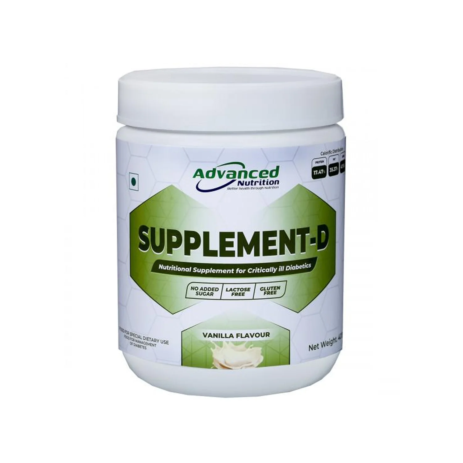 Supplement D Nutritional Powder for Critically Ill Diabetics - Vanilla Flavour 400g