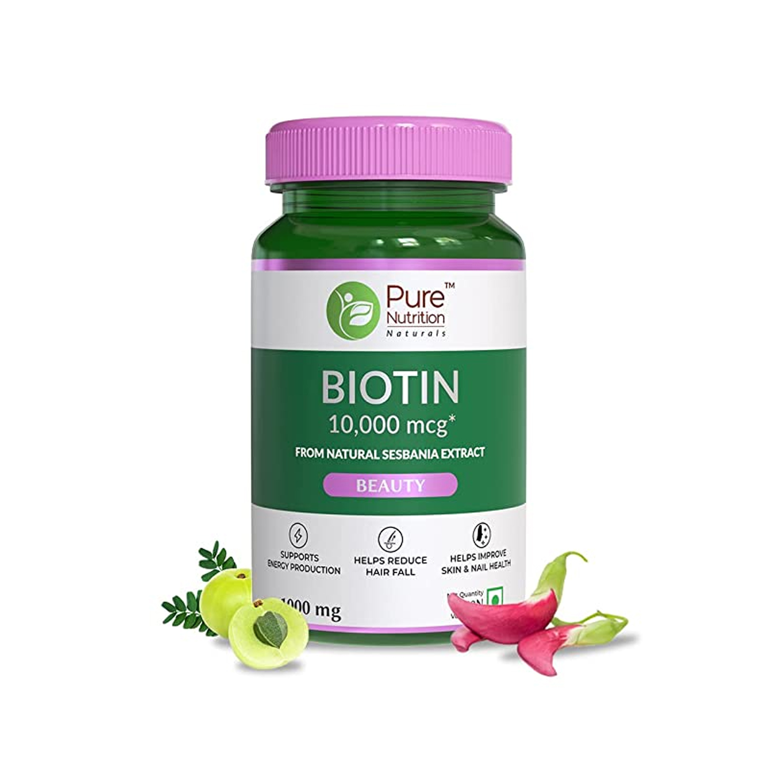 Pure Nutrition Biotin Capsule 10,000 Mcg (60 Veg Capsules)