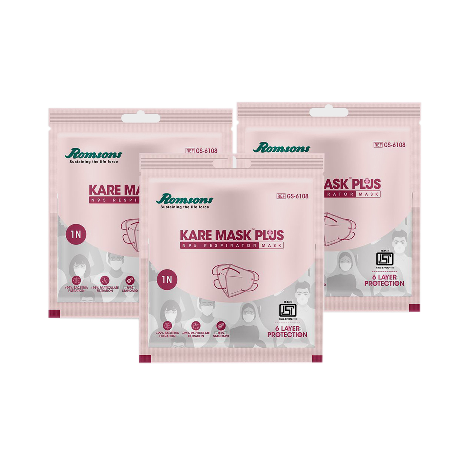 Romsons N95 Kare Mask (Pack of 3)