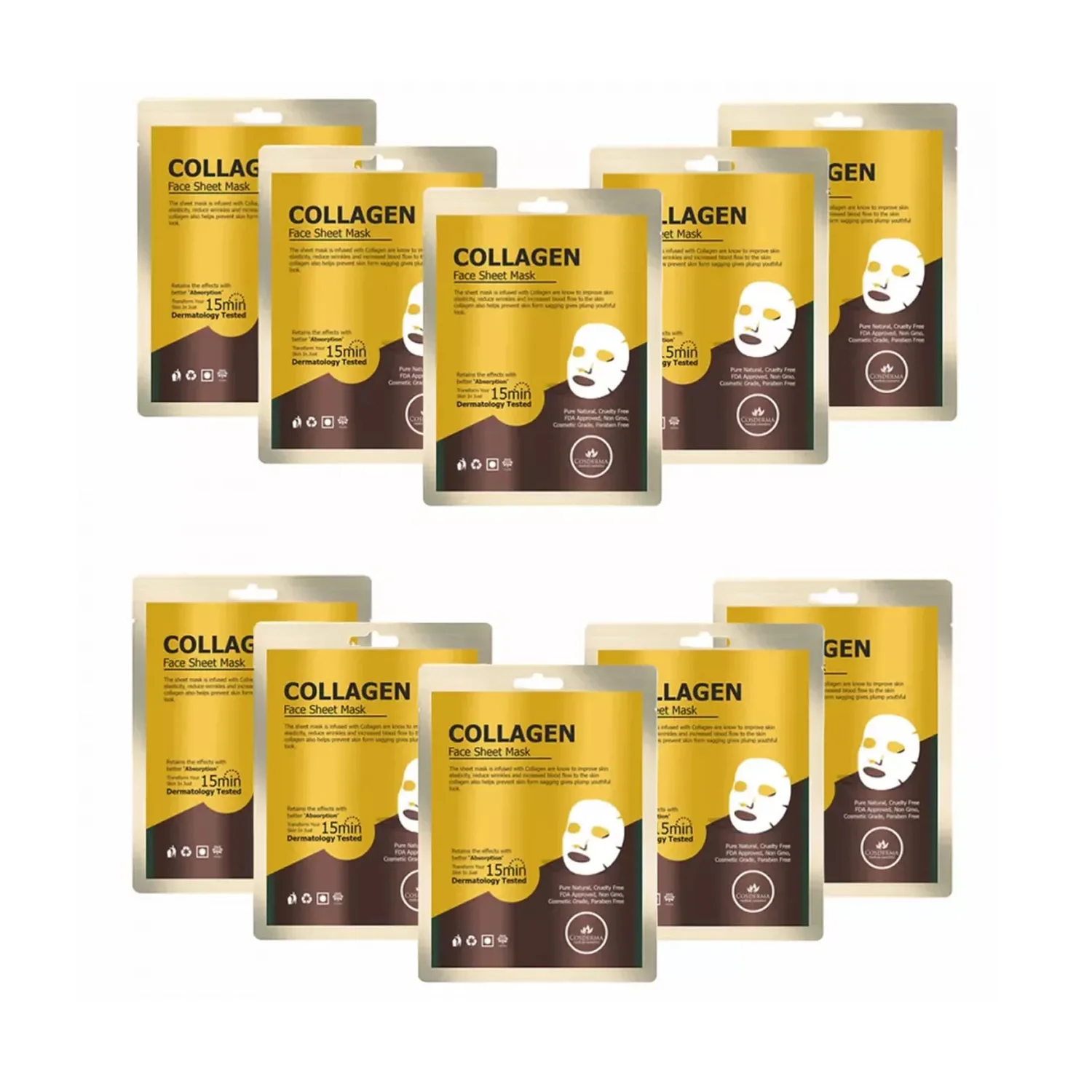 Cosderma Collagen Face Sheet Mask - 10 Sheets