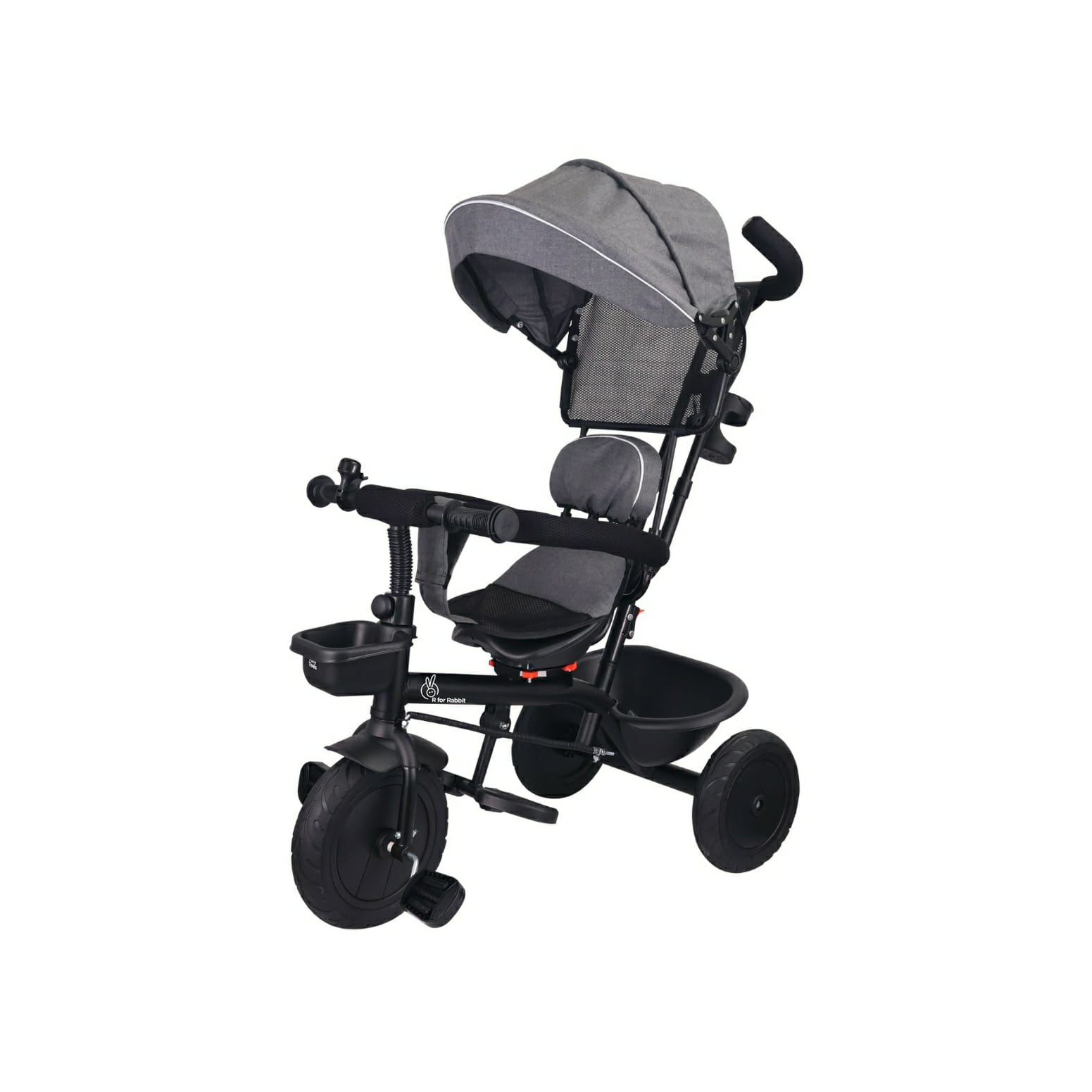 R for Rabbit Tiny Toes T40 Plus Tricycle for Kids from 1.5 - 5 Years (Grey Black)