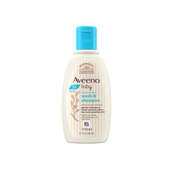 Aveeno Baby Daily Moisture Wash and Shampoo with Natural Oat Extract, 100ml