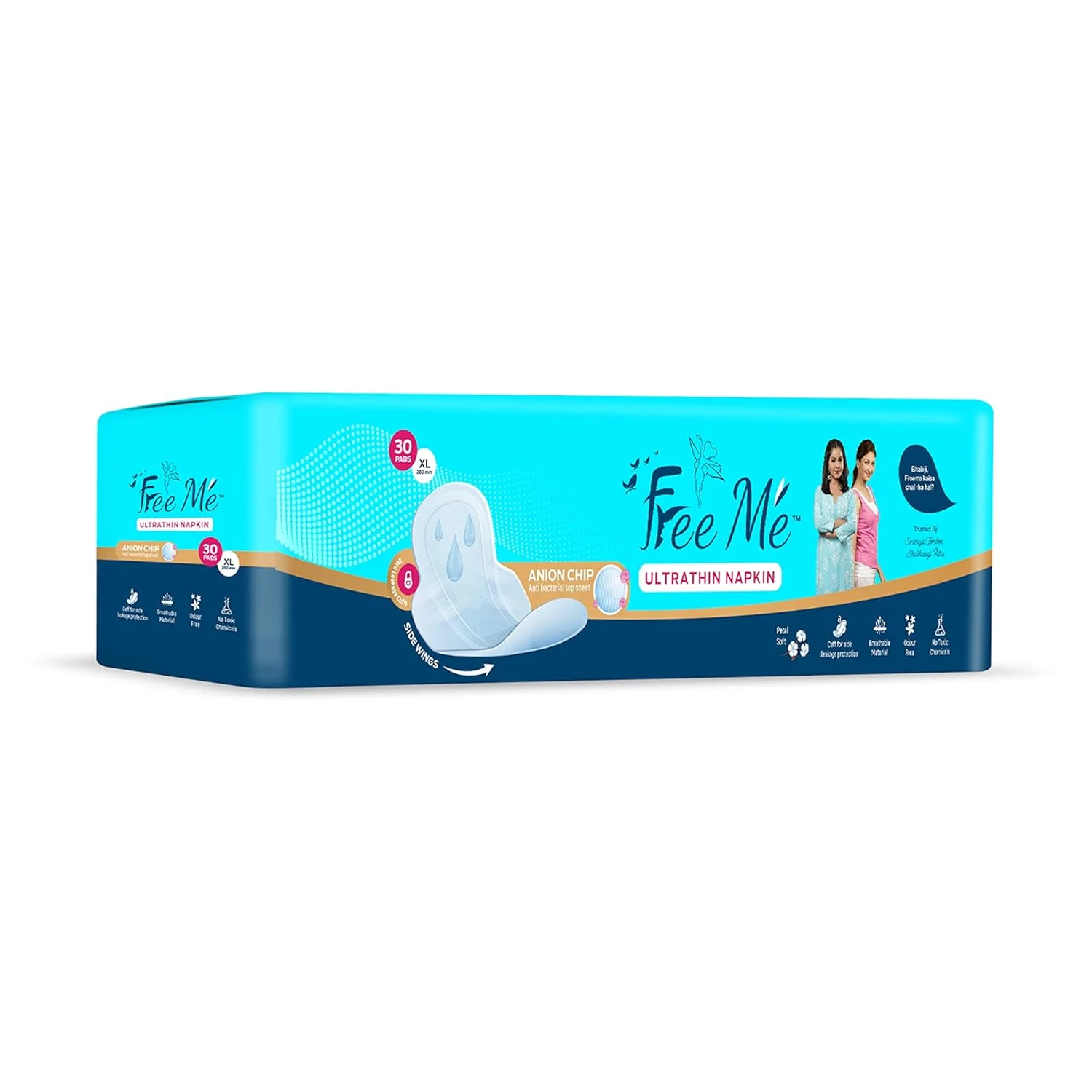 Free Me Premium Comfy Soft Sanitary Napkins with Disposal Cover XL (30 Pads)