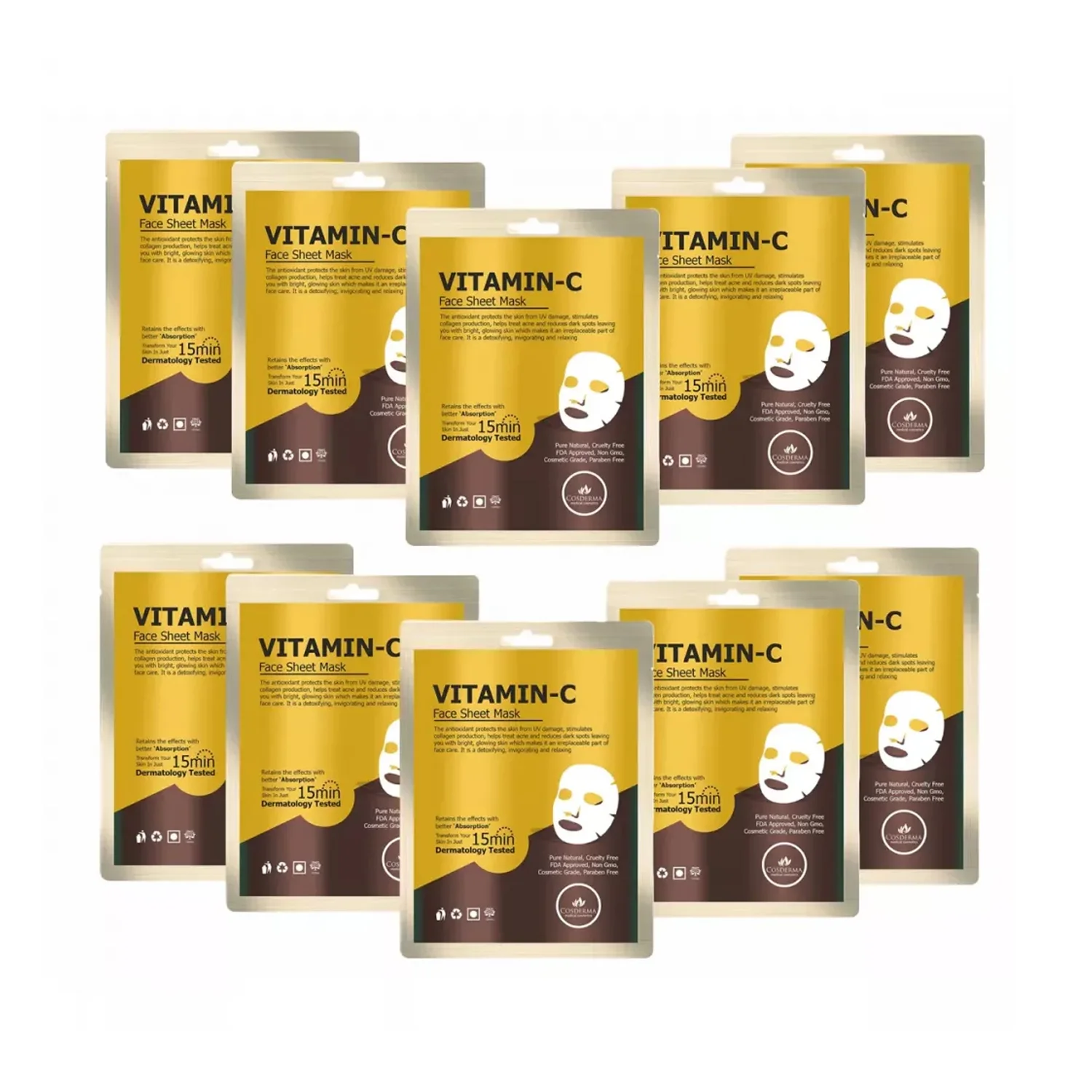 Cosderma Vitamin C Face Sheet Mask - 10 Sheets