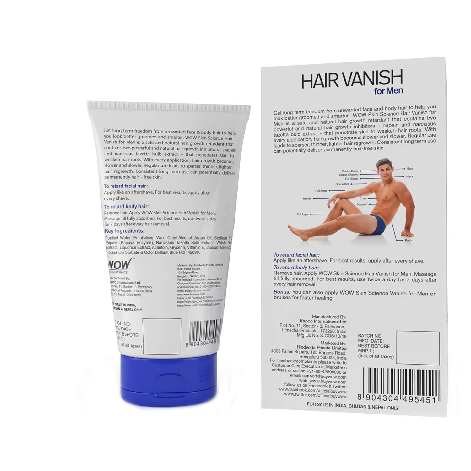 WOW Hair Vanish For Men | Best Hair Removal Moisturizer in India - Cureka