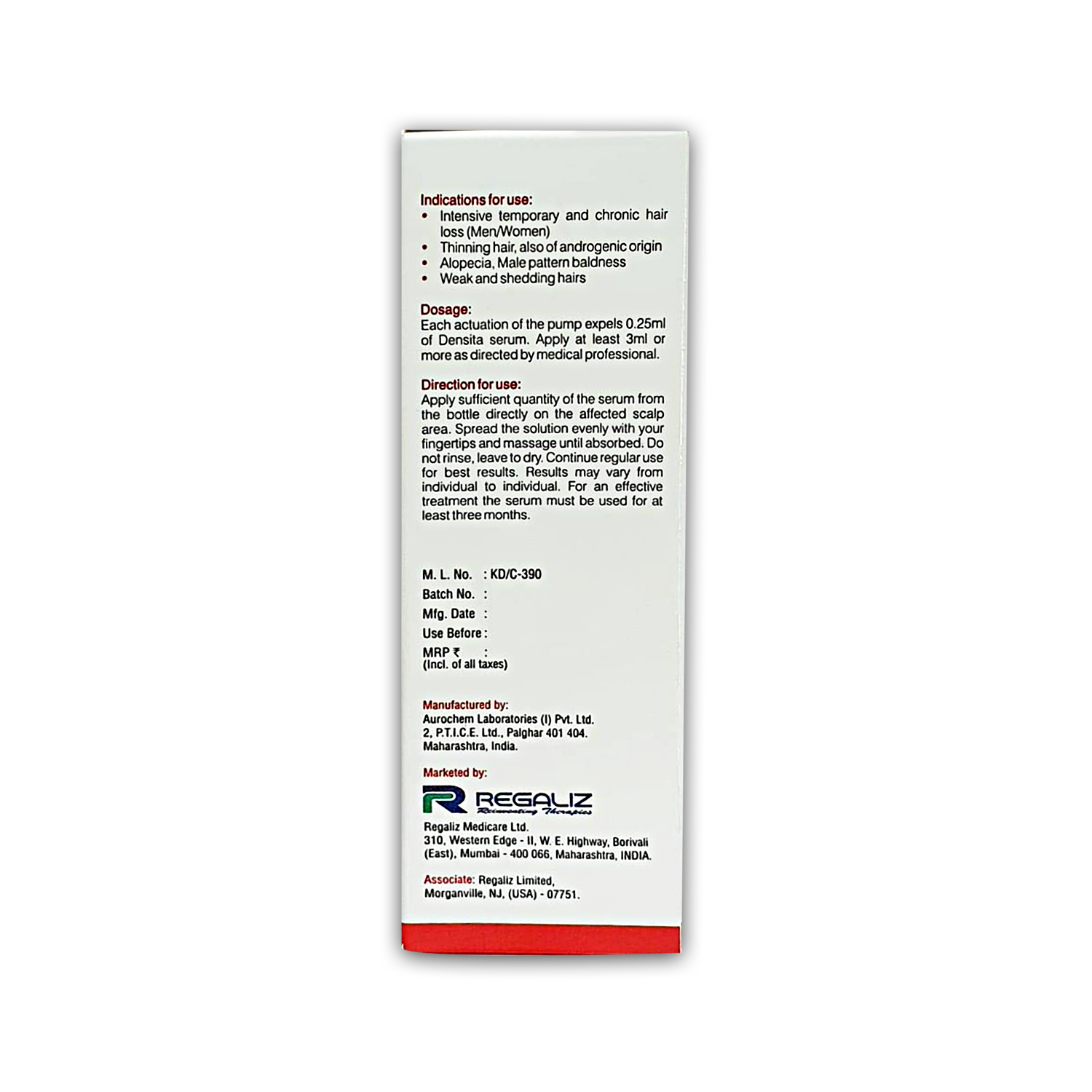 Regaliz densita hair growth serum 60 ml at ₹1299 | Densita hair growth serum online shopping - Cureka Regaliz densita hair growth serum 60 ml at ₹1299 | Densita hair growth serum online shopping - Cureka