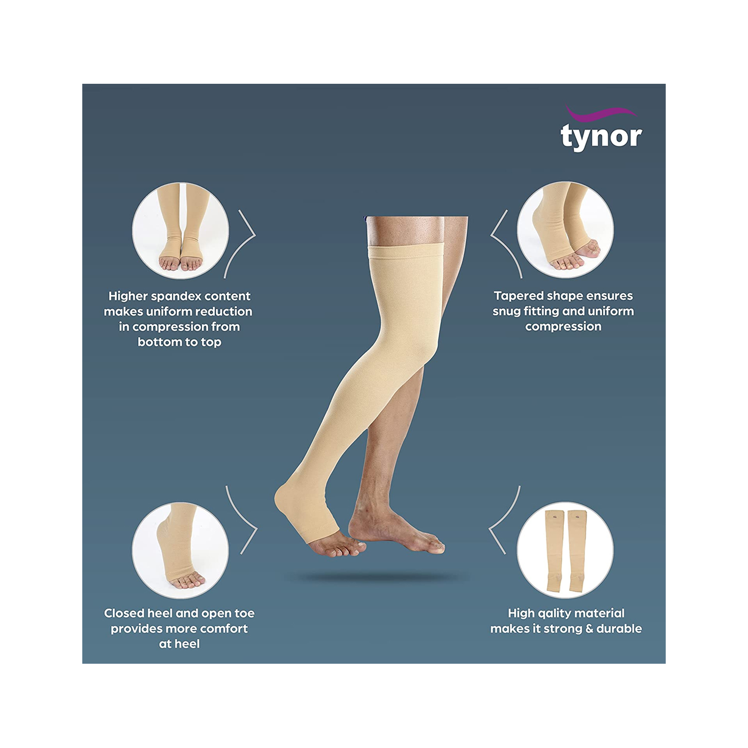 Buy Tynor Medical Compression Stocking (Pair) 170 Thigh High Class 2
