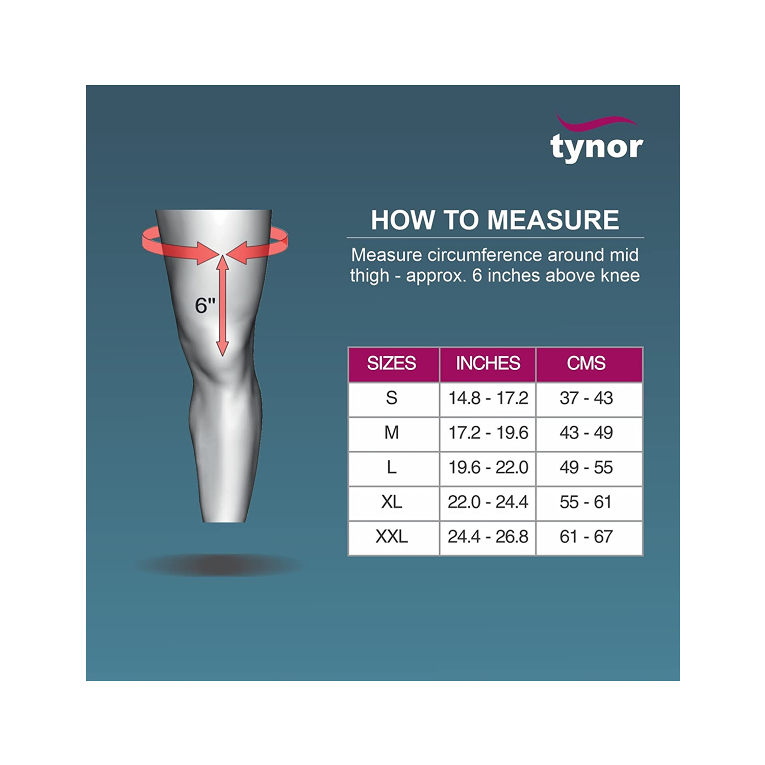 Tynor Medical Compression Stocking (Pair) I70 Thigh High Class 2 Medium