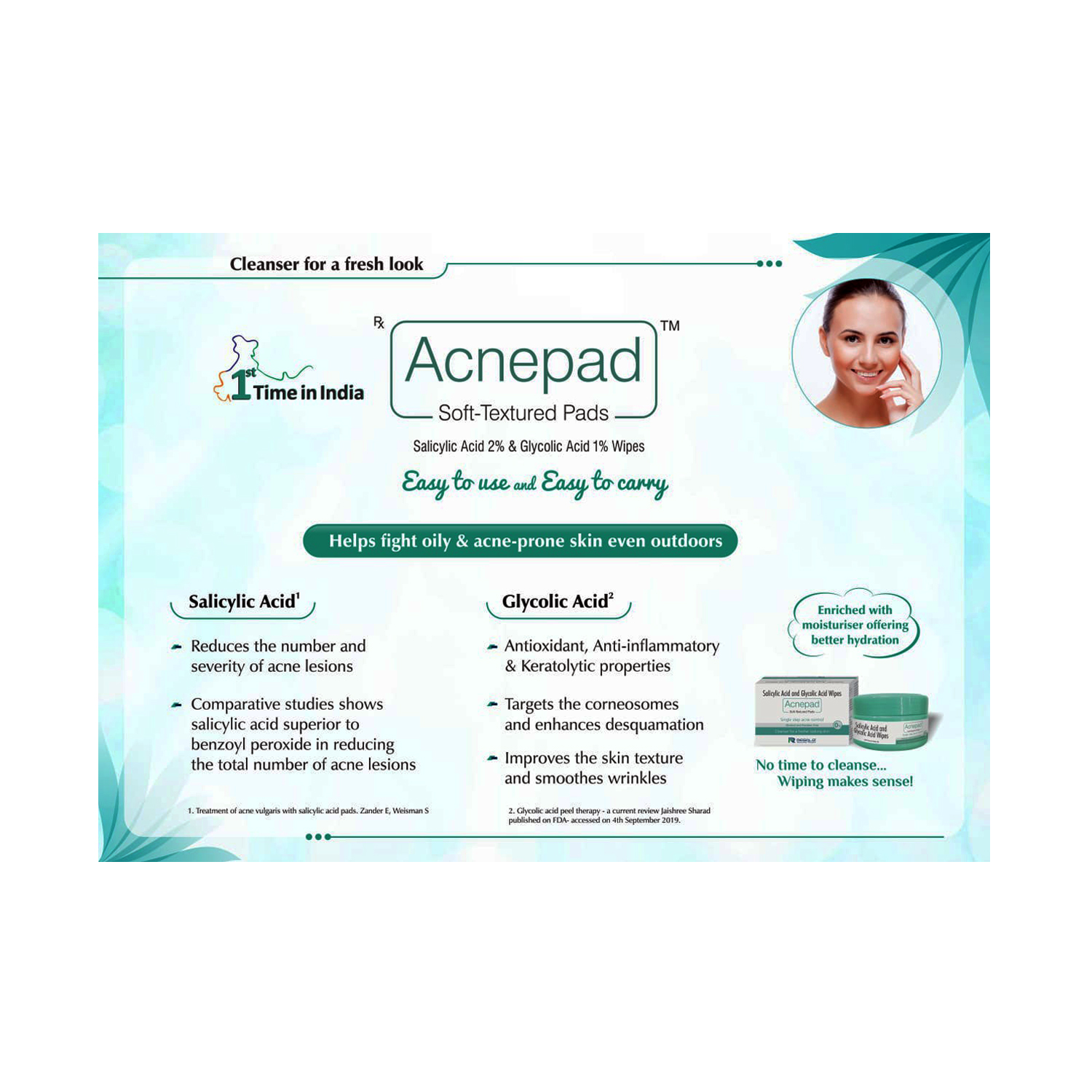 Regaliz Acnepad 50 Wipes ₹289 Best Salicylic acid & Glycolic Acid