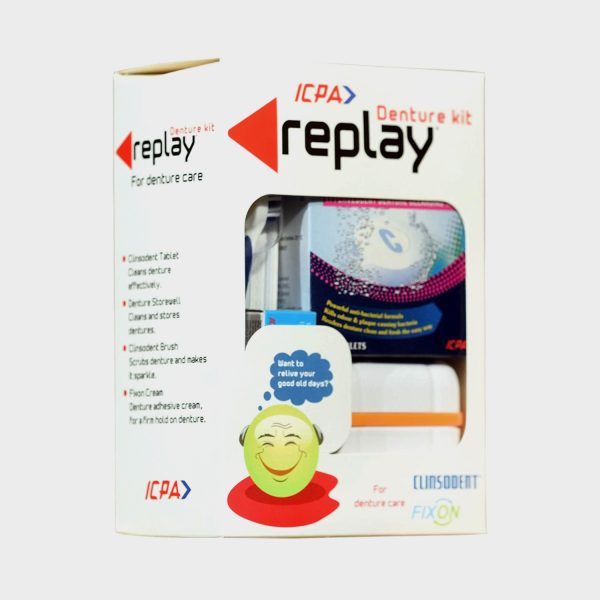 ICPA Replay Denture Cleaning Kit With Storage Container And Adhesive